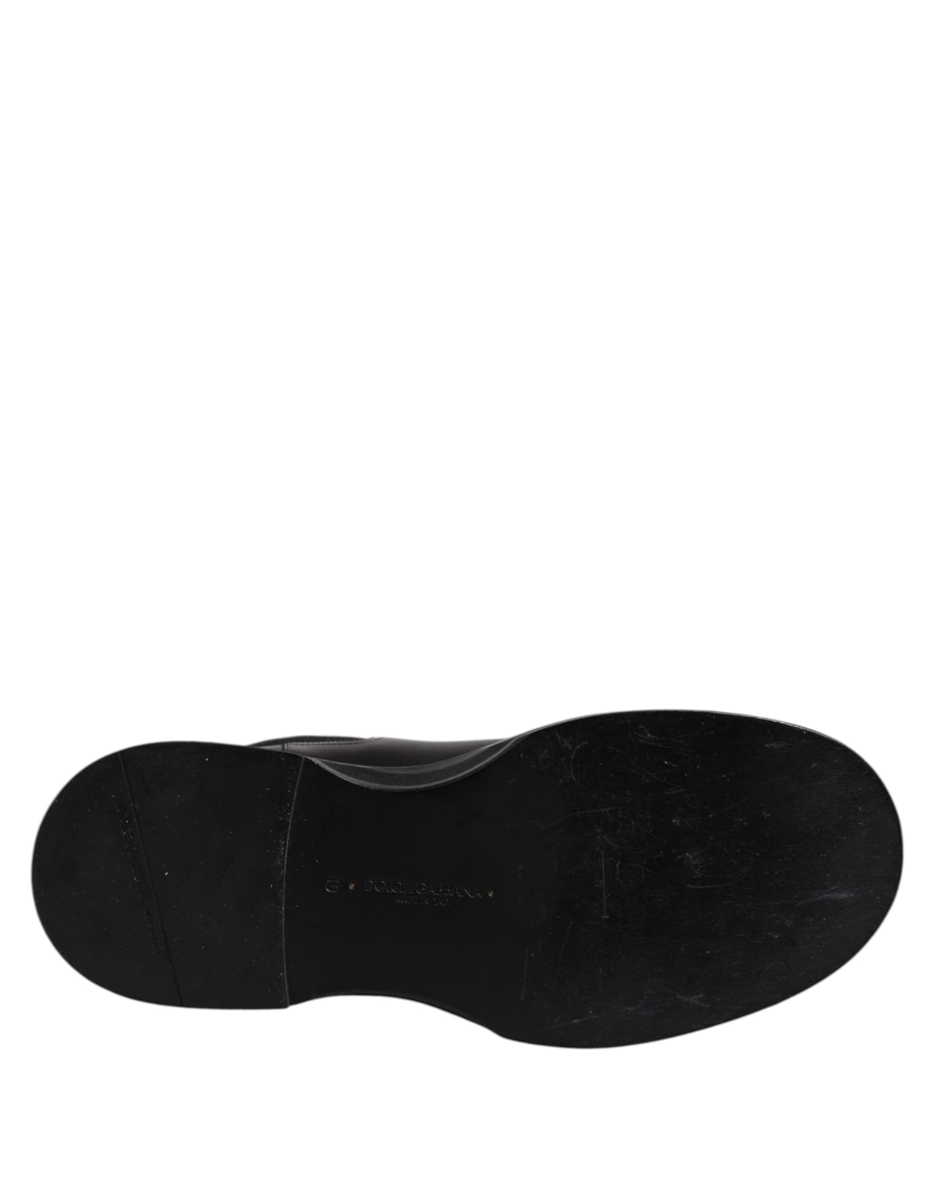 Dolce & Gabbana Black Leather Mid Calf Boots Flats Shoes - 8