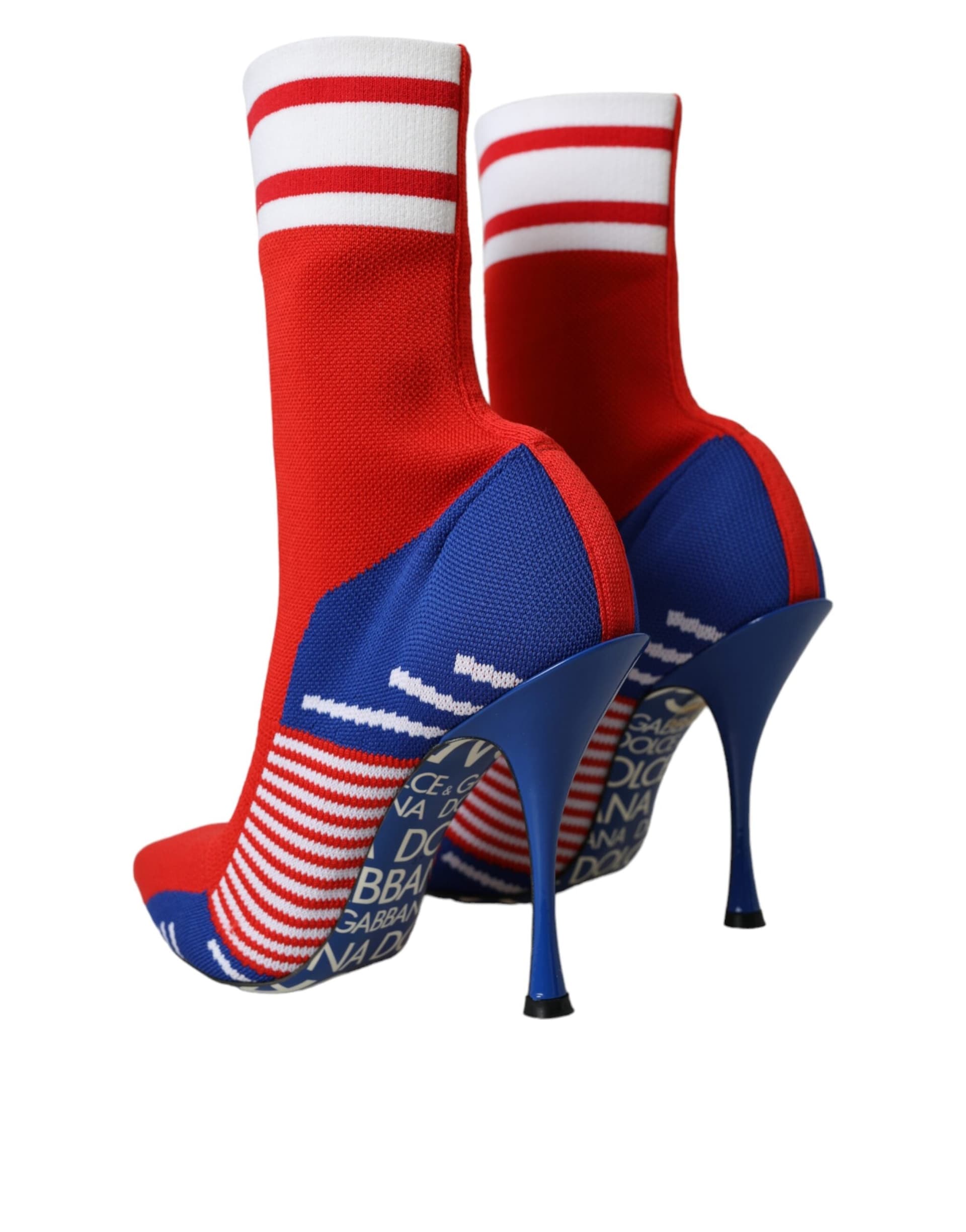Dolce & Gabbana Red Blue Stretch Sock Style Short Boots Logo Shoes - 3
