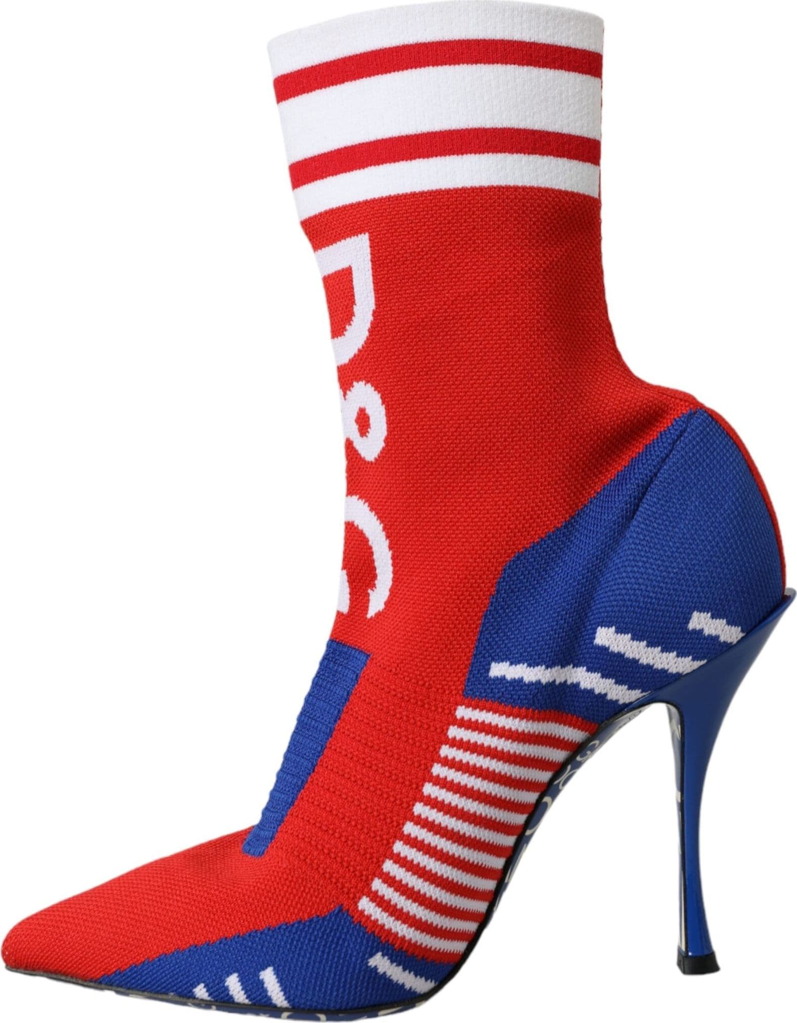 Dolce & Gabbana Red Blue Stretch Sock Style Short Boots Logo Shoes - 4