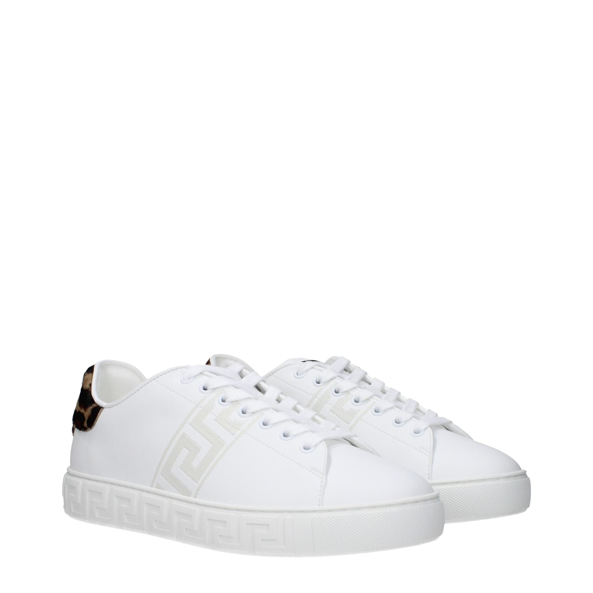 Versace White Leather Low Top Sneakers - 2