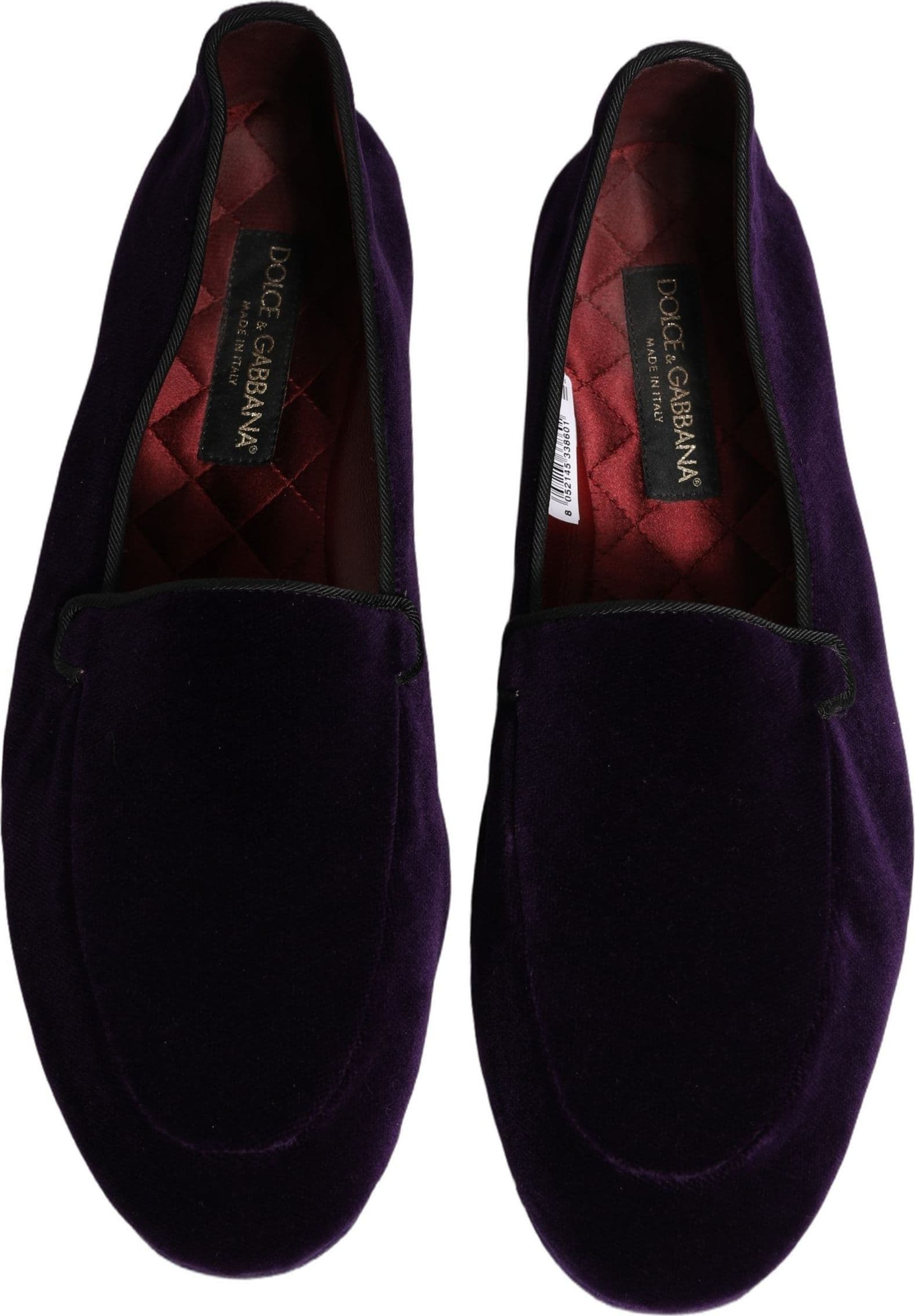 Dolce & Gabbana Violet Velvet Slip On Men Flats Loafers Shoes - 2