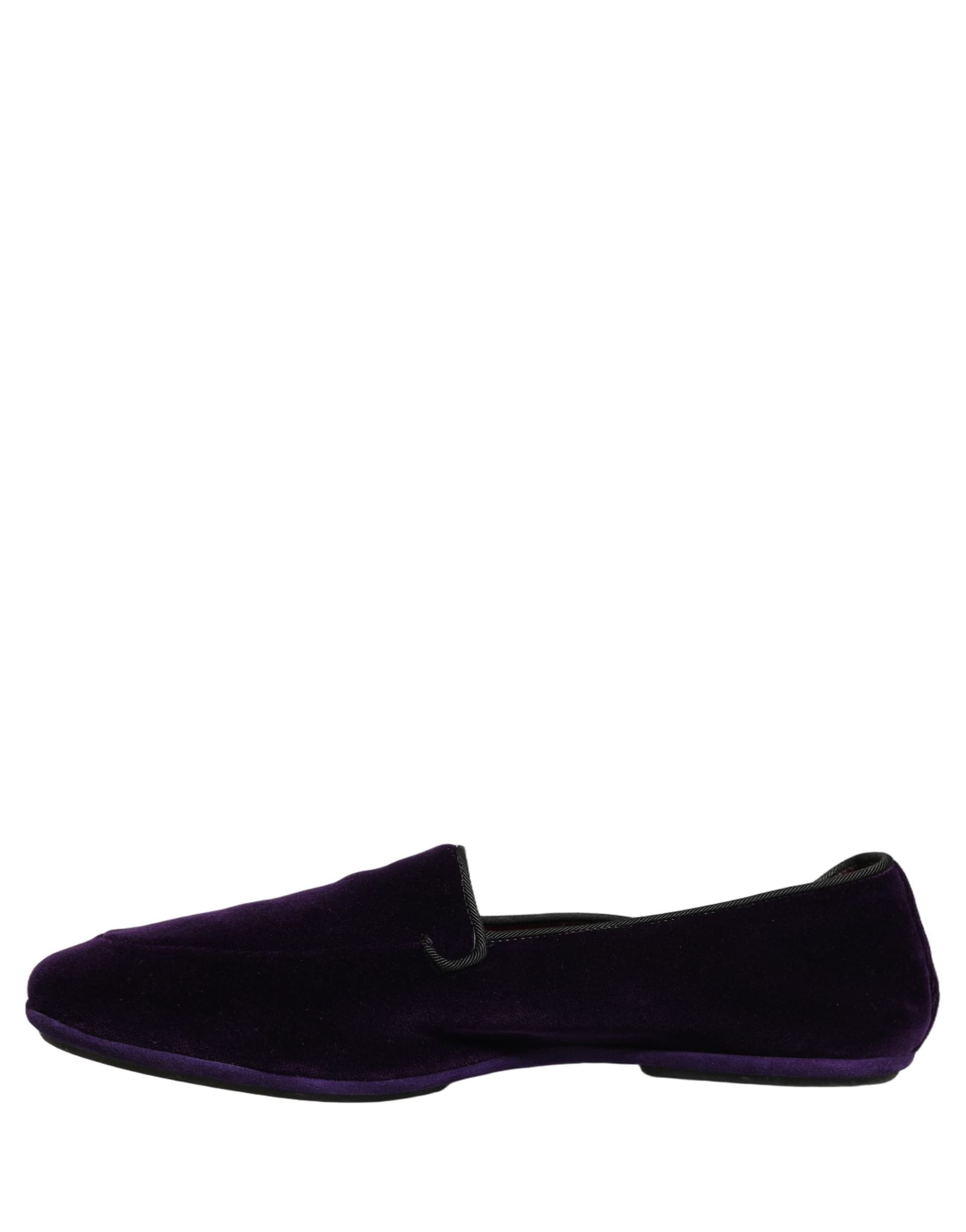Dolce & Gabbana Violet Velvet Slip On Men Flats Loafers Shoes - 6