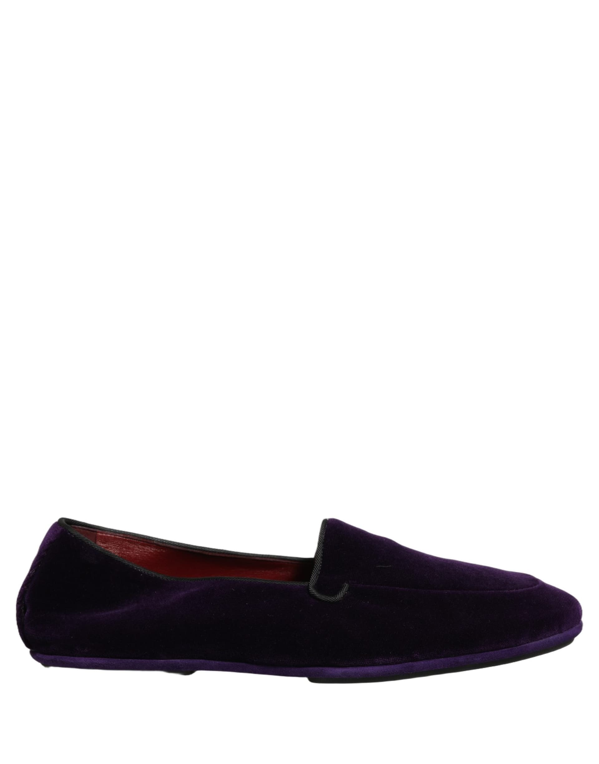 Dolce & Gabbana Violet Velvet Slip On Men Flats Loafers Shoes - 8