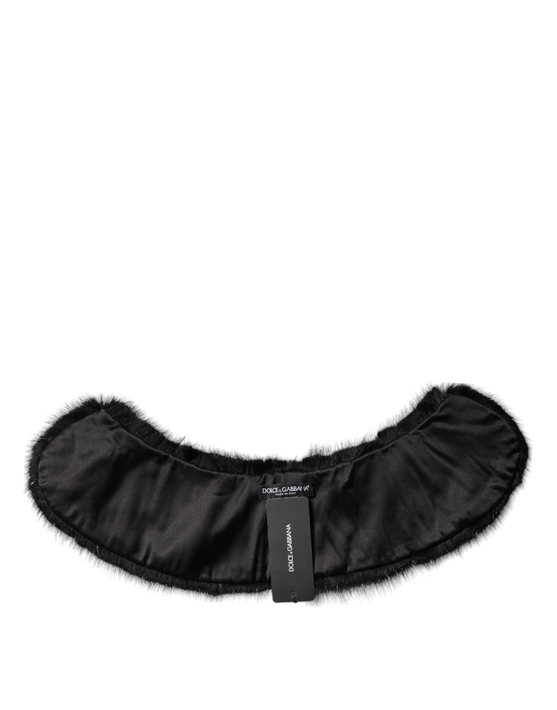 Dolce & Gabbana Black Fur Shawl Neck Wrap Cover Collar Scarf - 2