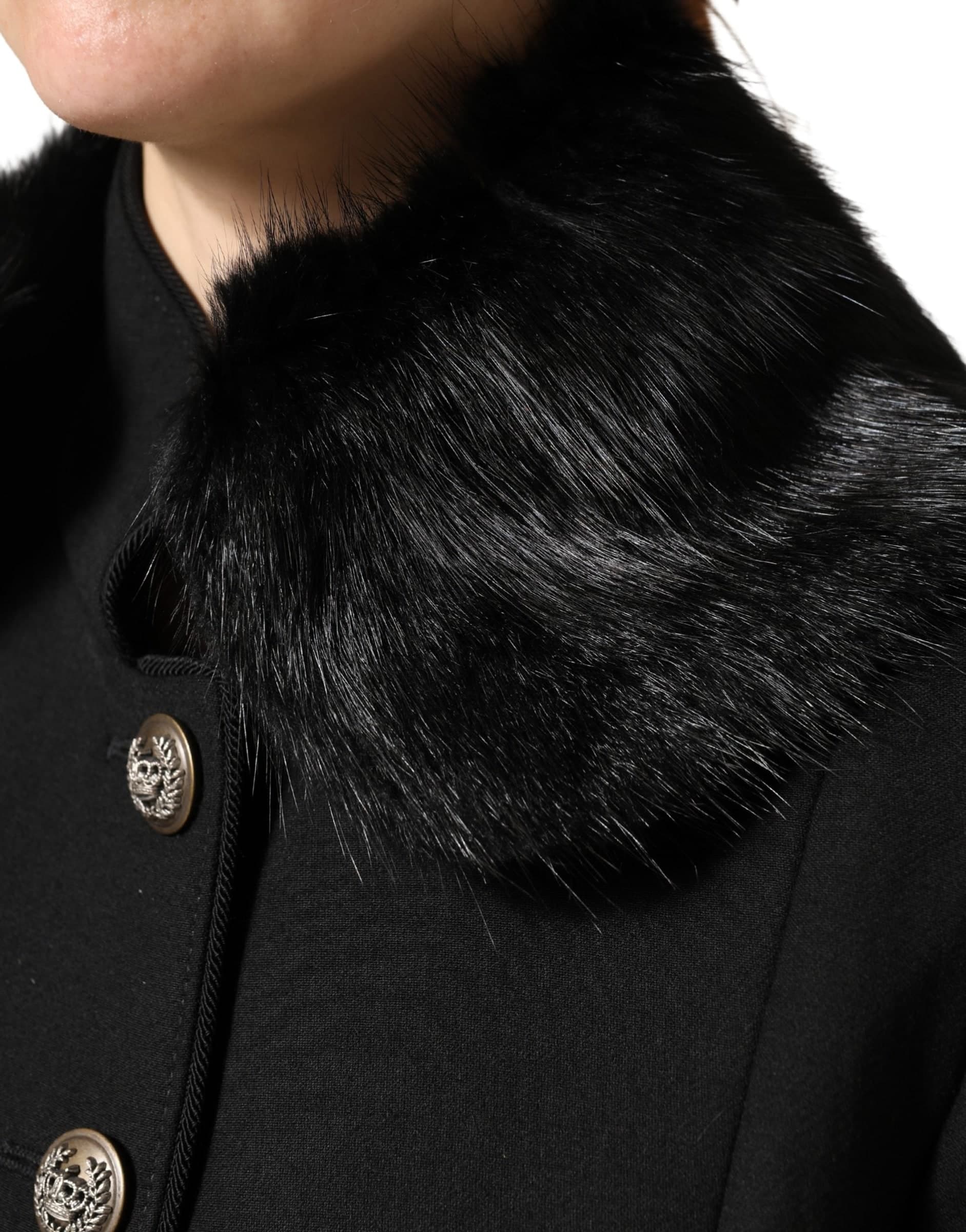 Dolce & Gabbana Black Fur Shawl Neck Wrap Cover Collar Scarf - 5