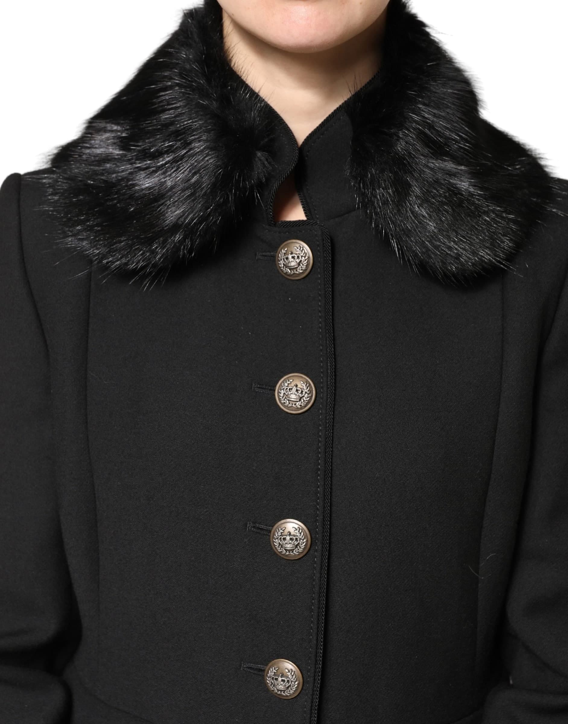 Dolce & Gabbana Black Fur Shawl Neck Wrap Cover Collar Scarf - 7