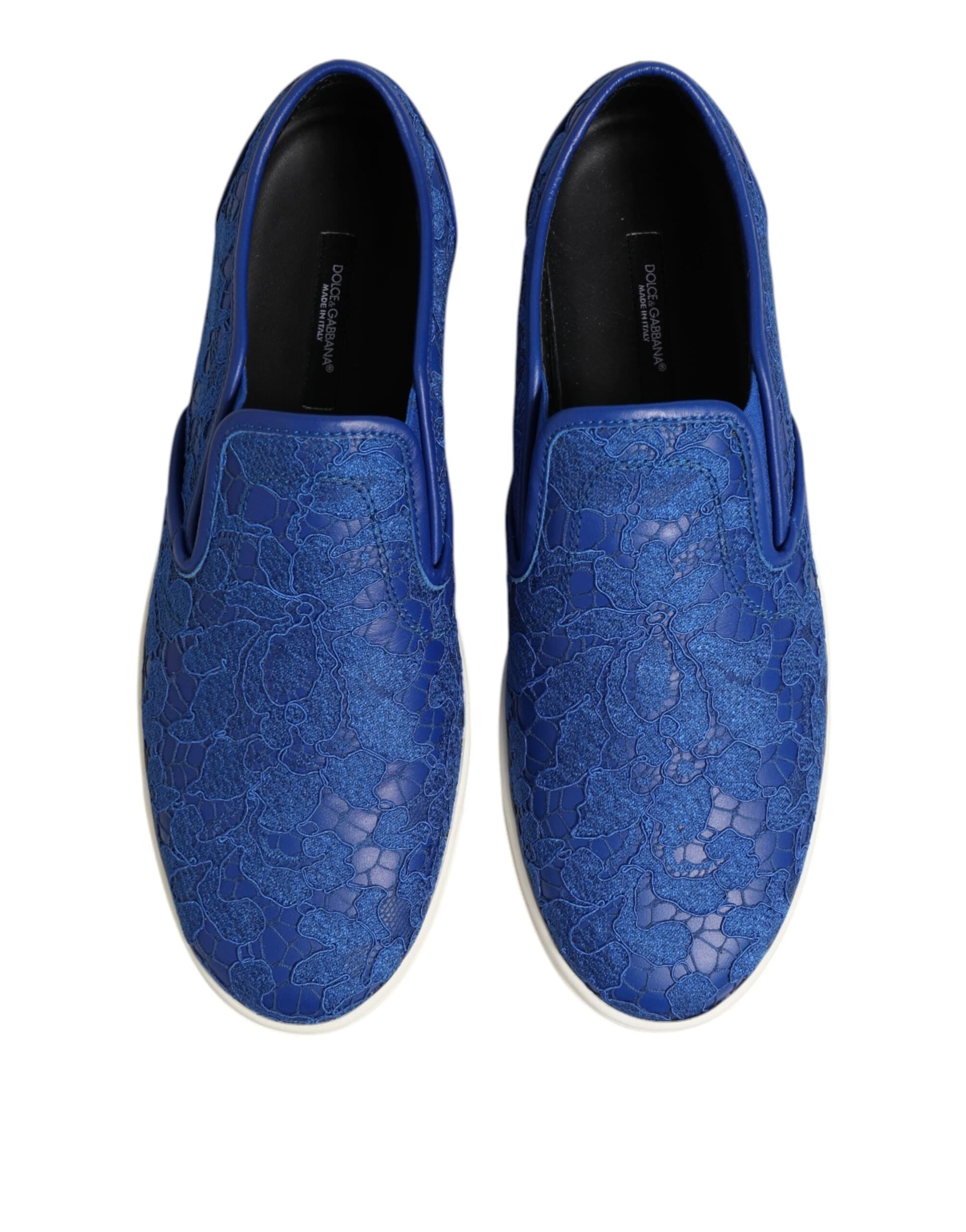 Dolce & Gabbana Blue Leather Lace Slip On Sneaker Shoes - 2