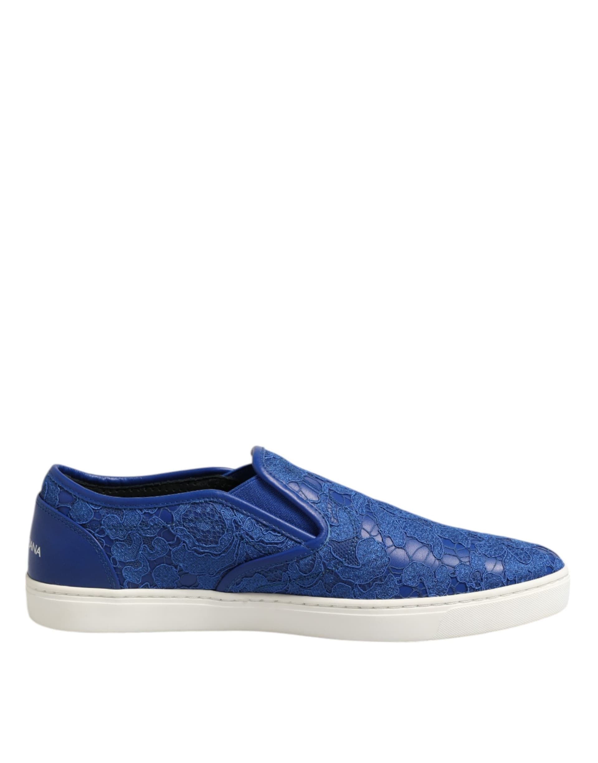 Dolce & Gabbana Blue Leather Lace Slip On Sneaker Shoes - 6