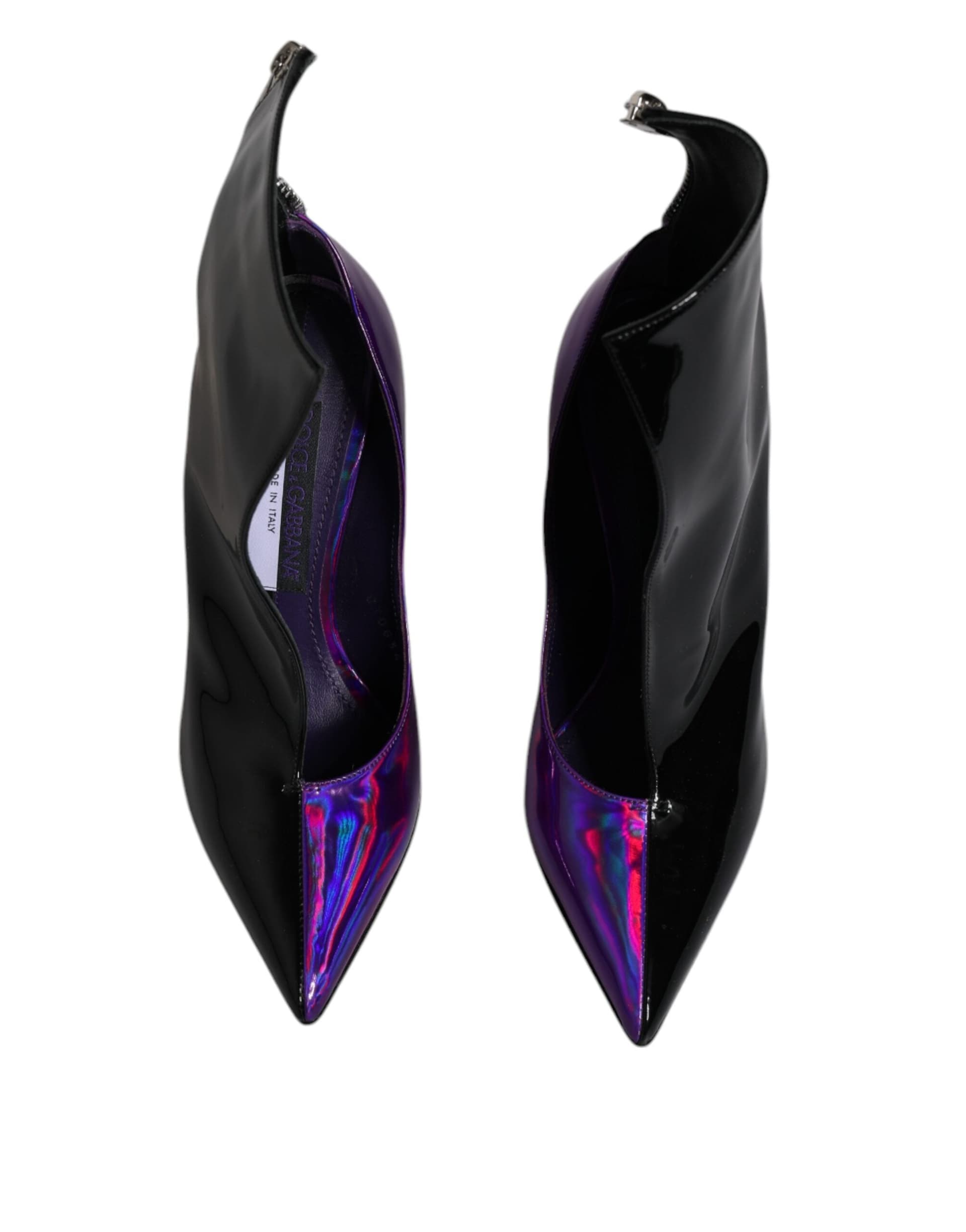 Dolce & Gabbana Purple Black Pointed Ankle Boots Shoes - 2