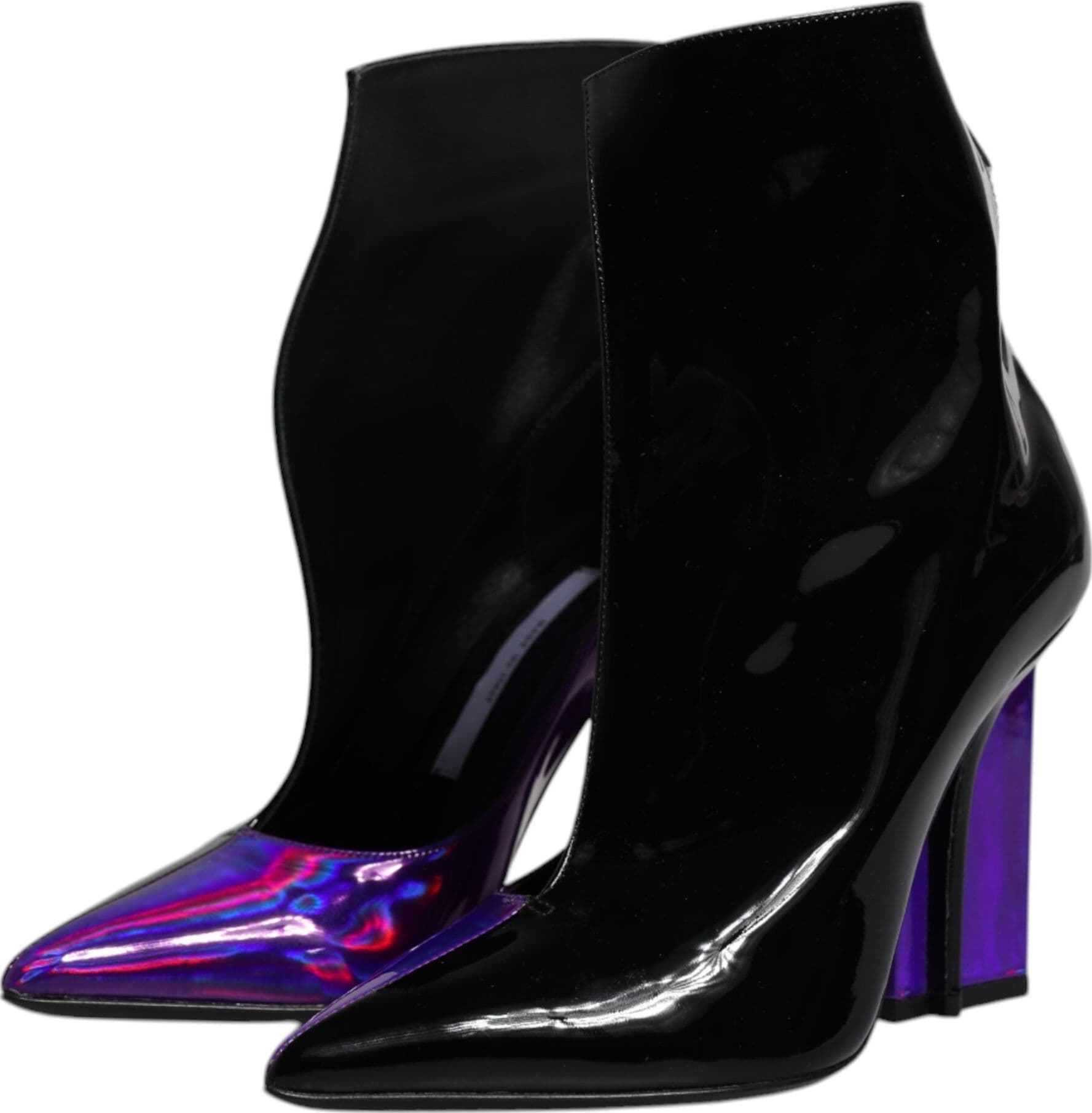 Dolce & Gabbana Purple Black Pointed Ankle Boots Shoes - 3