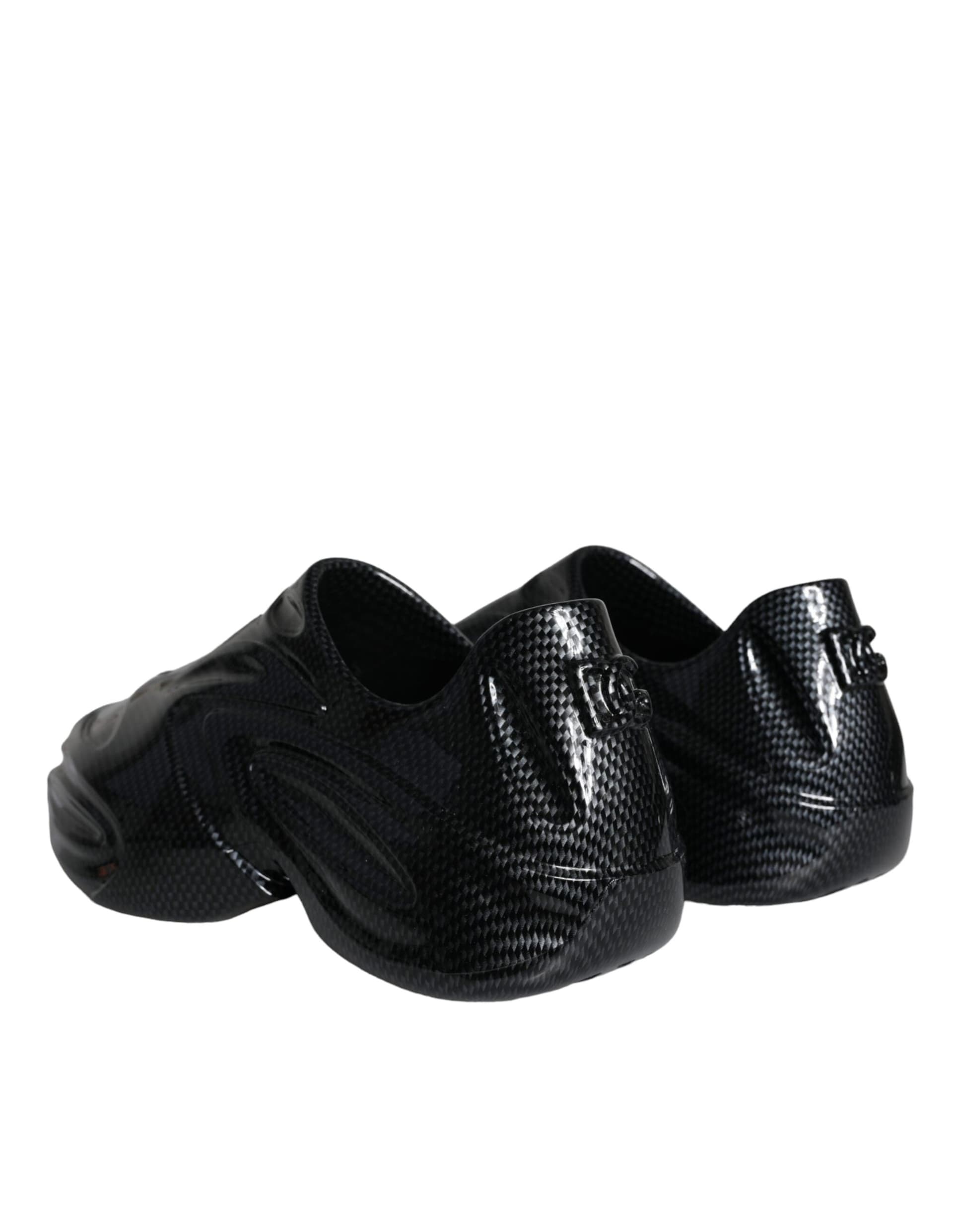 Dolce & Gabbana Black Foiled Rubber Toy Low Top Men Sneakers Shoes - 3
