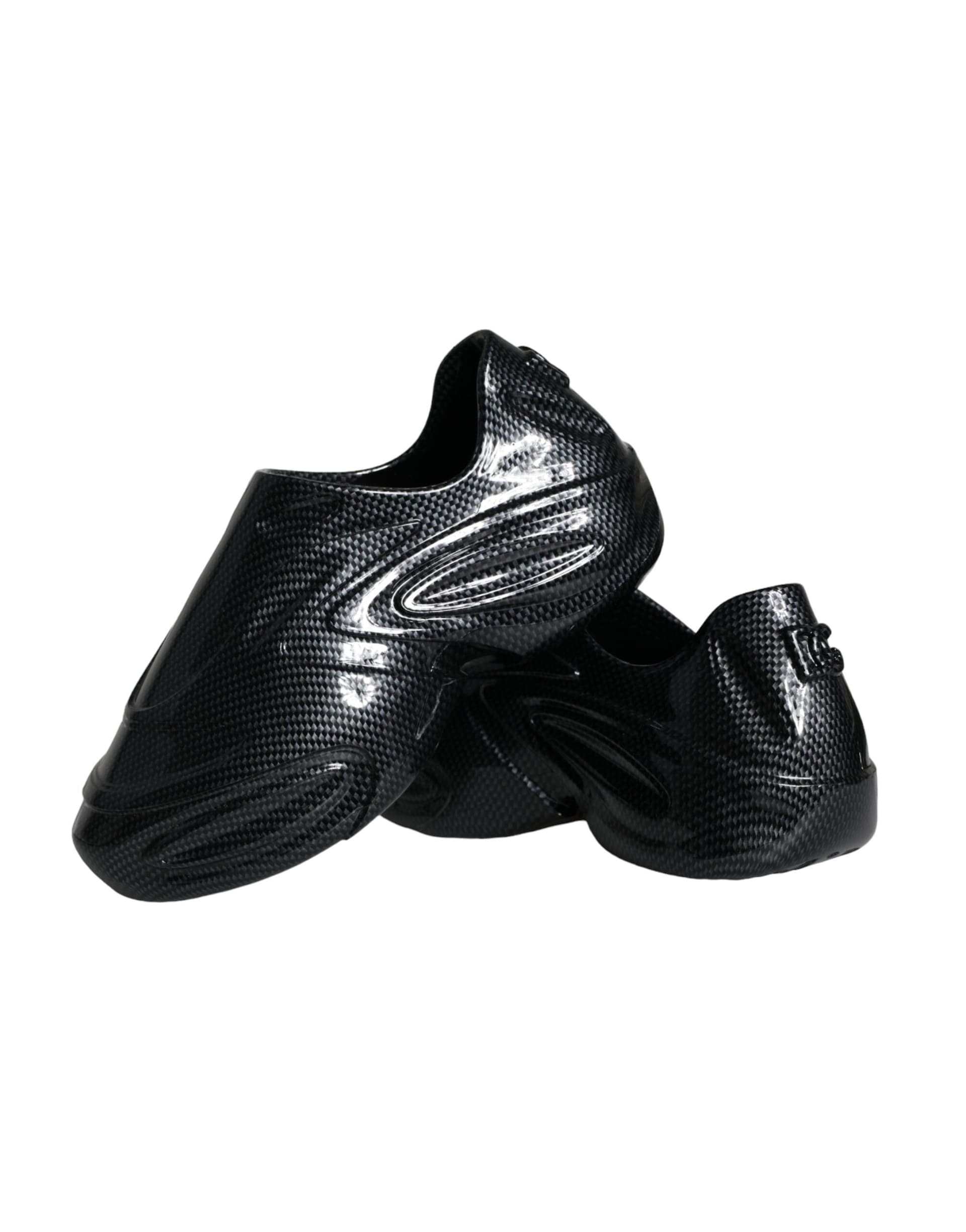Dolce & Gabbana Black Foiled Rubber Toy Low Top Men Sneakers Shoes - 7