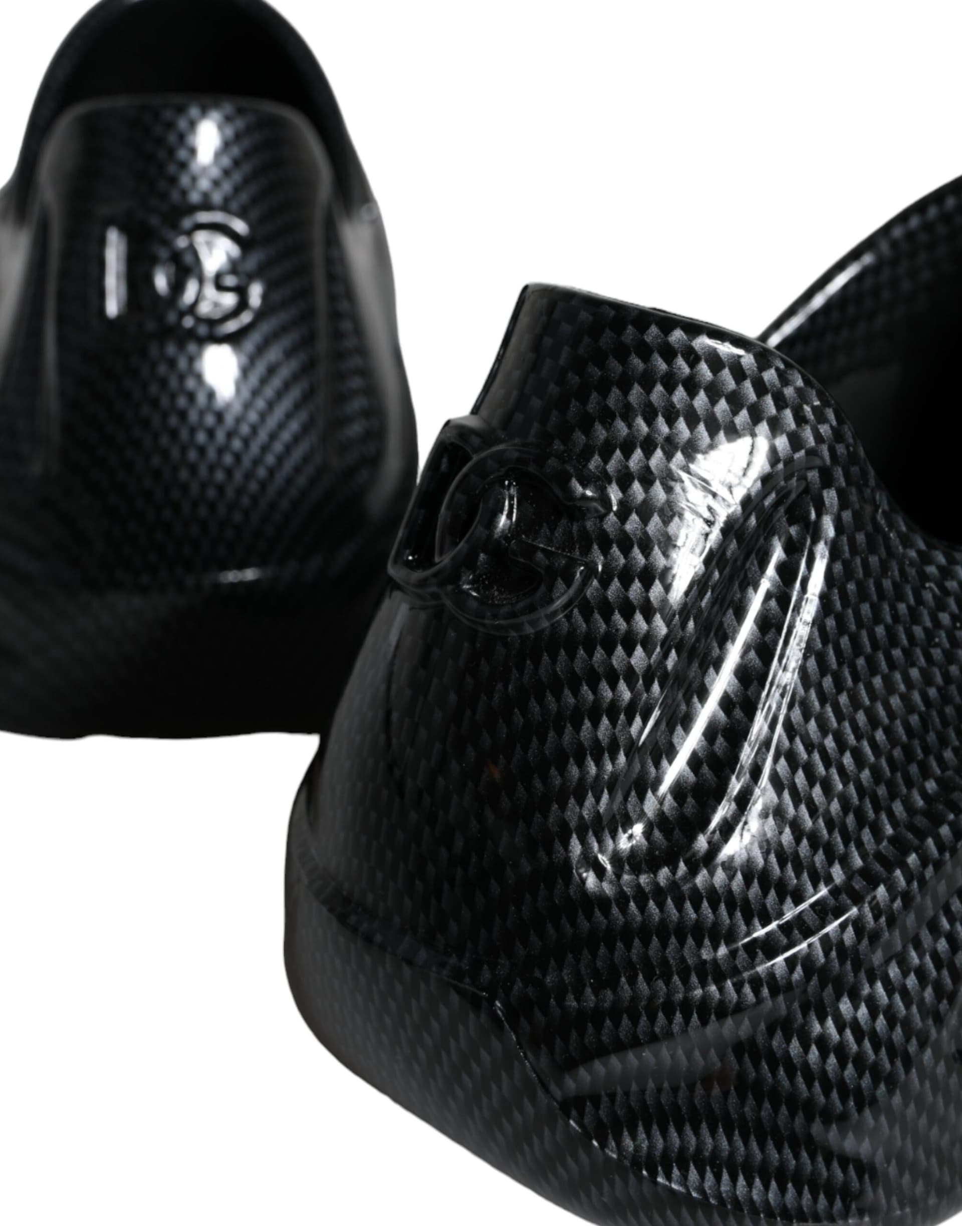 Dolce & Gabbana Black Foiled Rubber Toy Low Top Men Sneakers Shoes - 8
