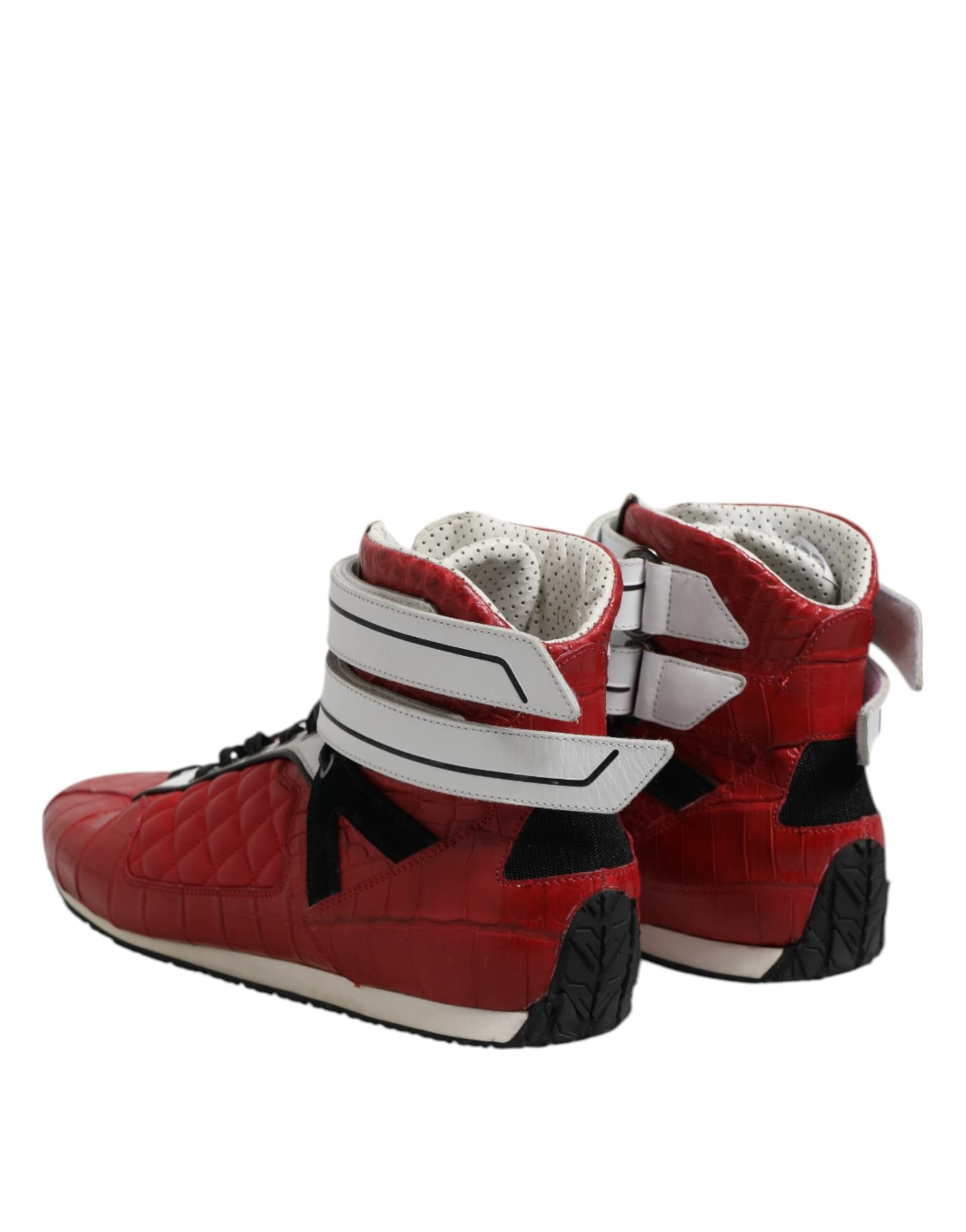 Dolce & Gabbana Red Quilted Leather Lace Up Sneakers Shoes - 4