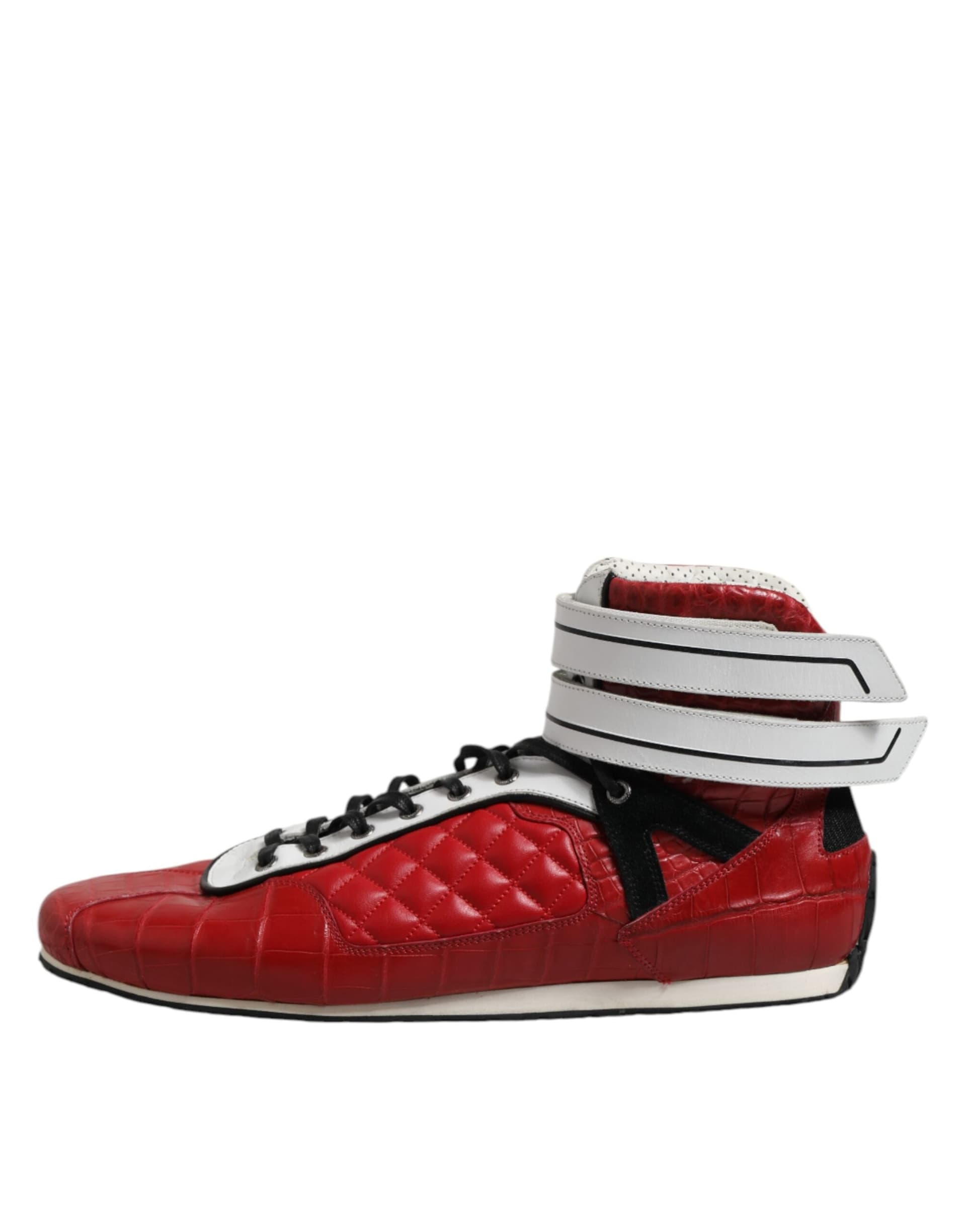Dolce & Gabbana Red Quilted Leather Lace Up Sneakers Shoes - 5