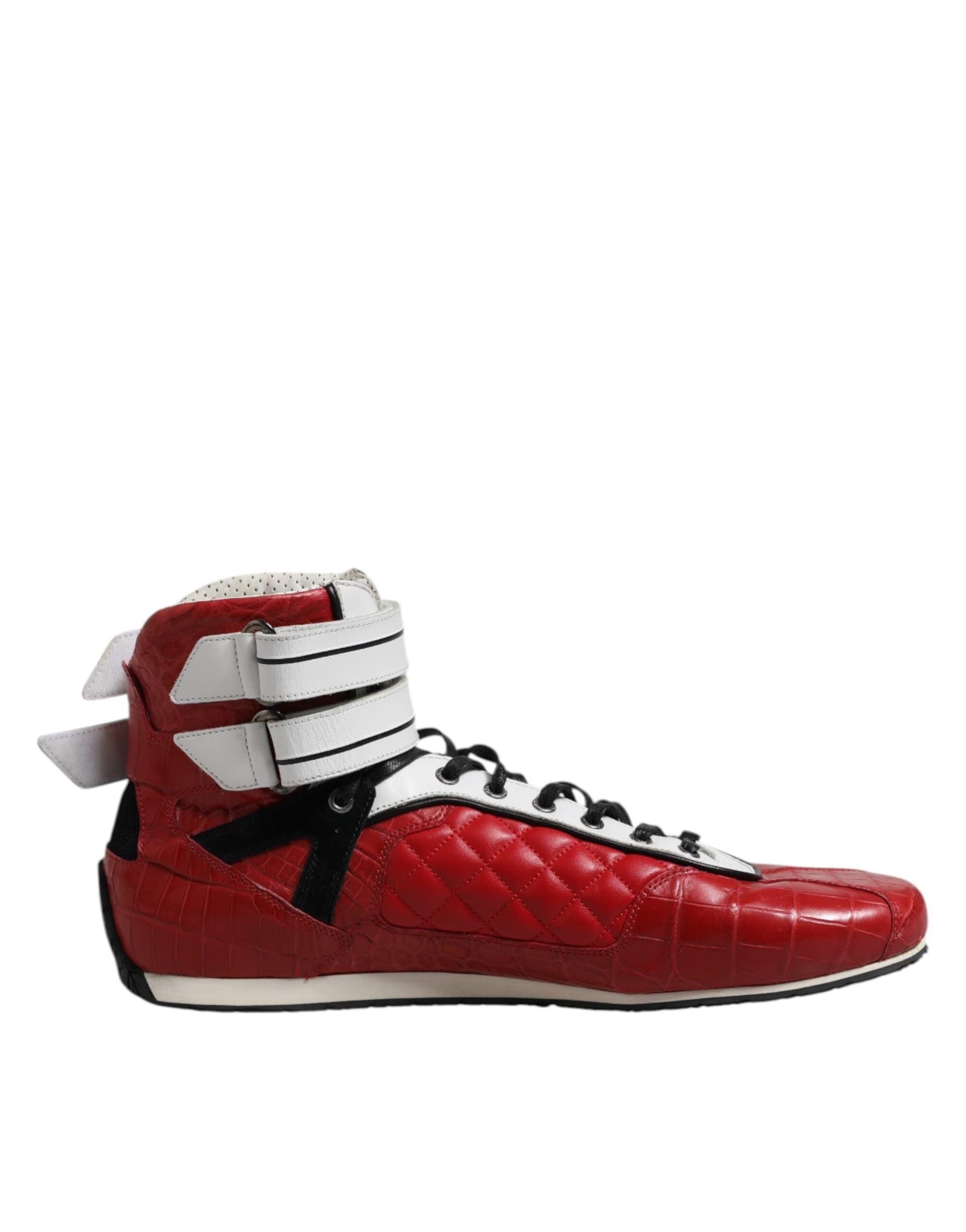 Dolce & Gabbana Red Quilted Leather Lace Up Sneakers Shoes - 6