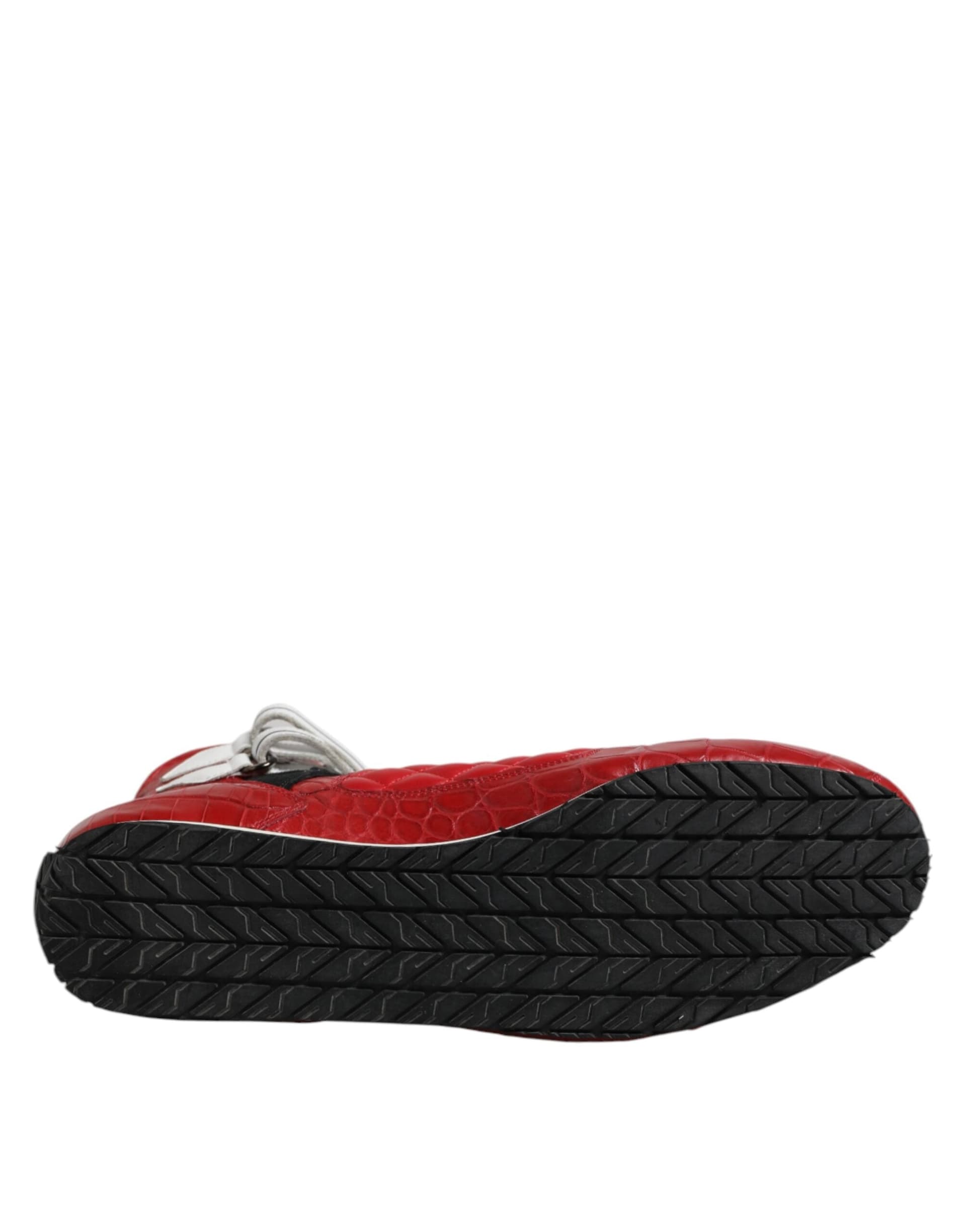 Dolce & Gabbana Red Quilted Leather Lace Up Sneakers Shoes - 8