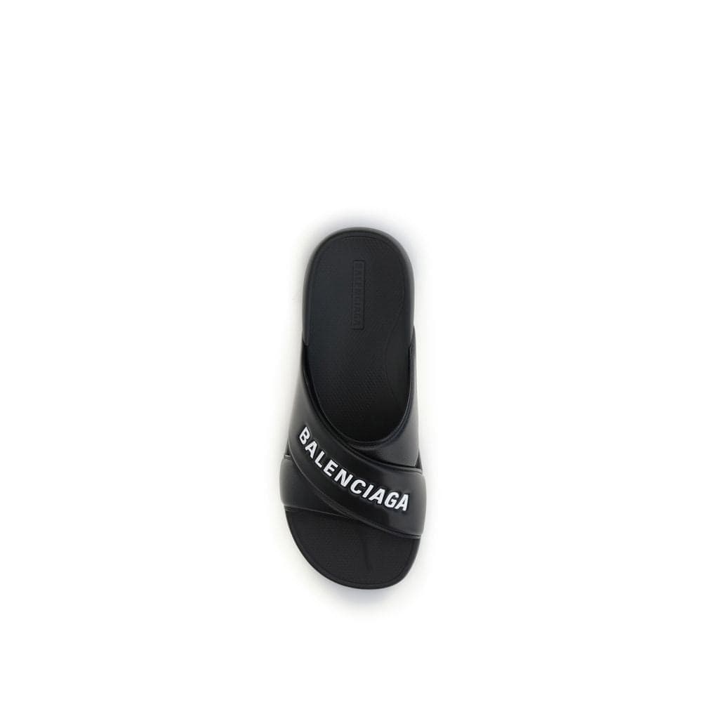 Balenciaga Black Rubber Slippers - 4