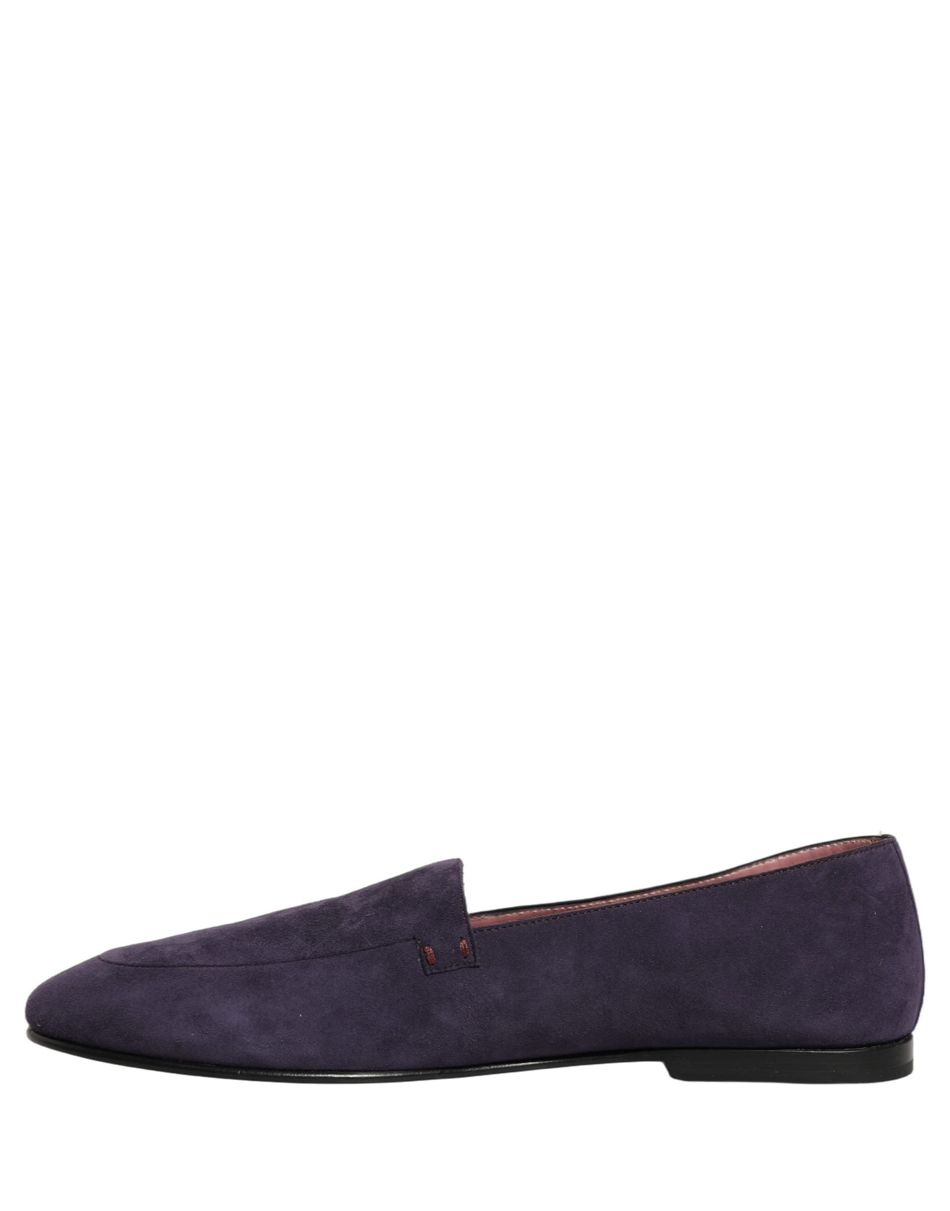 Dolce & Gabbana Violet Velvet Slip On Men Flats Loafers Shoes - 6