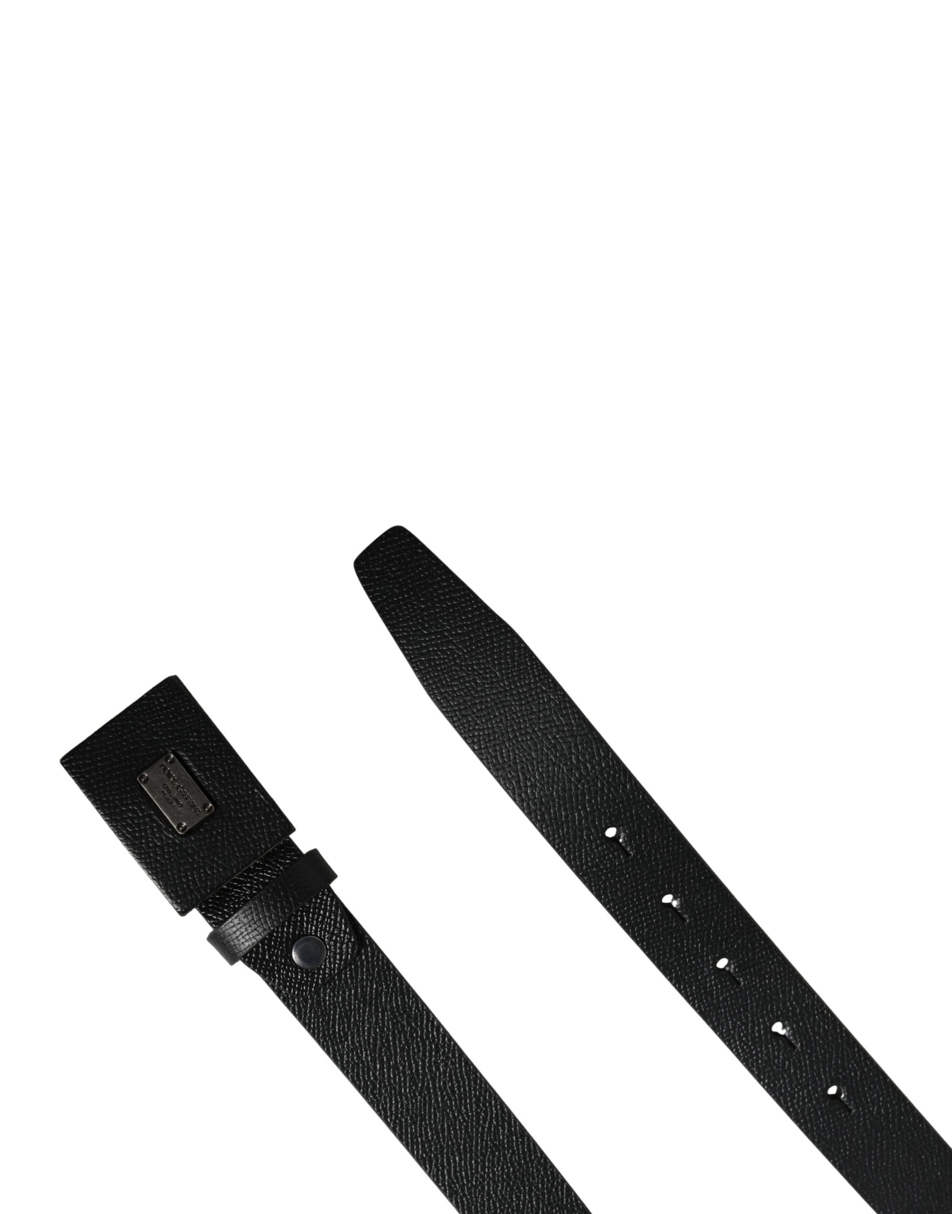 Dolce & Gabbana Men Black Calfskin Leather Square Buckle Belt - 7