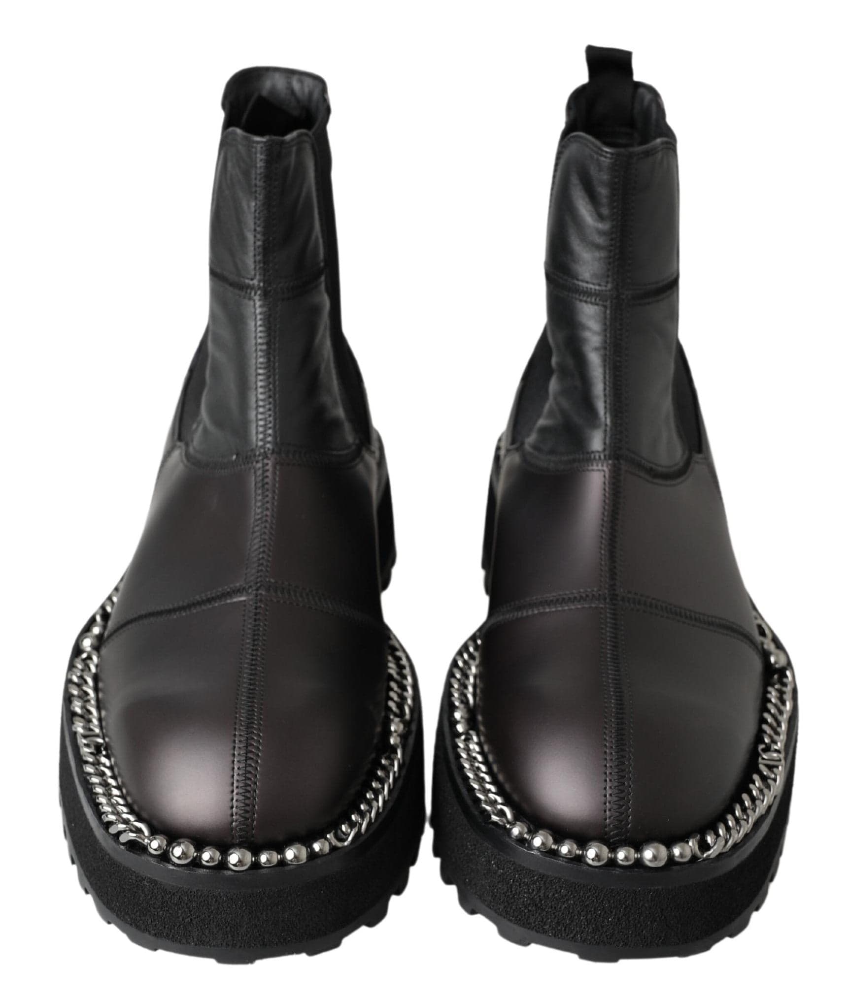 Dolce & Gabbana Black Leather Slip on Stretch Boots - 4