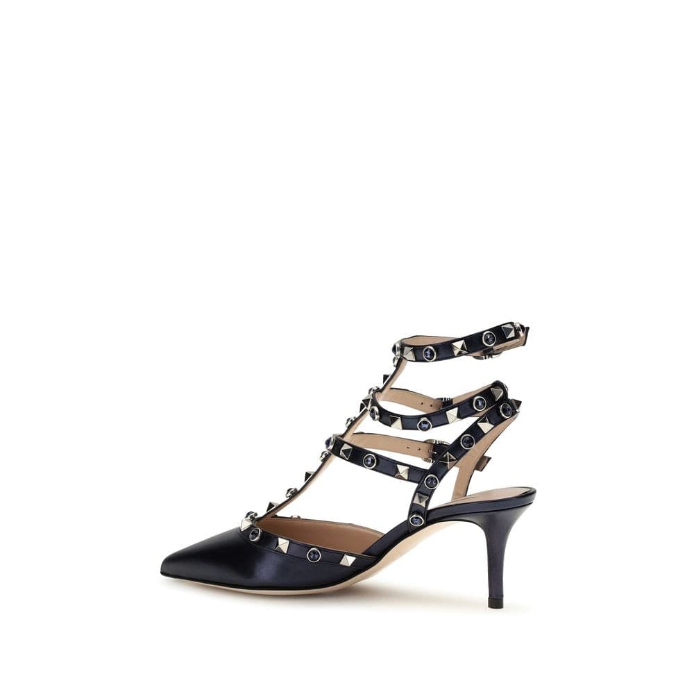 Valentino Garavani Blue Calf Leather Bos Taurus High Heel Pumps - 2