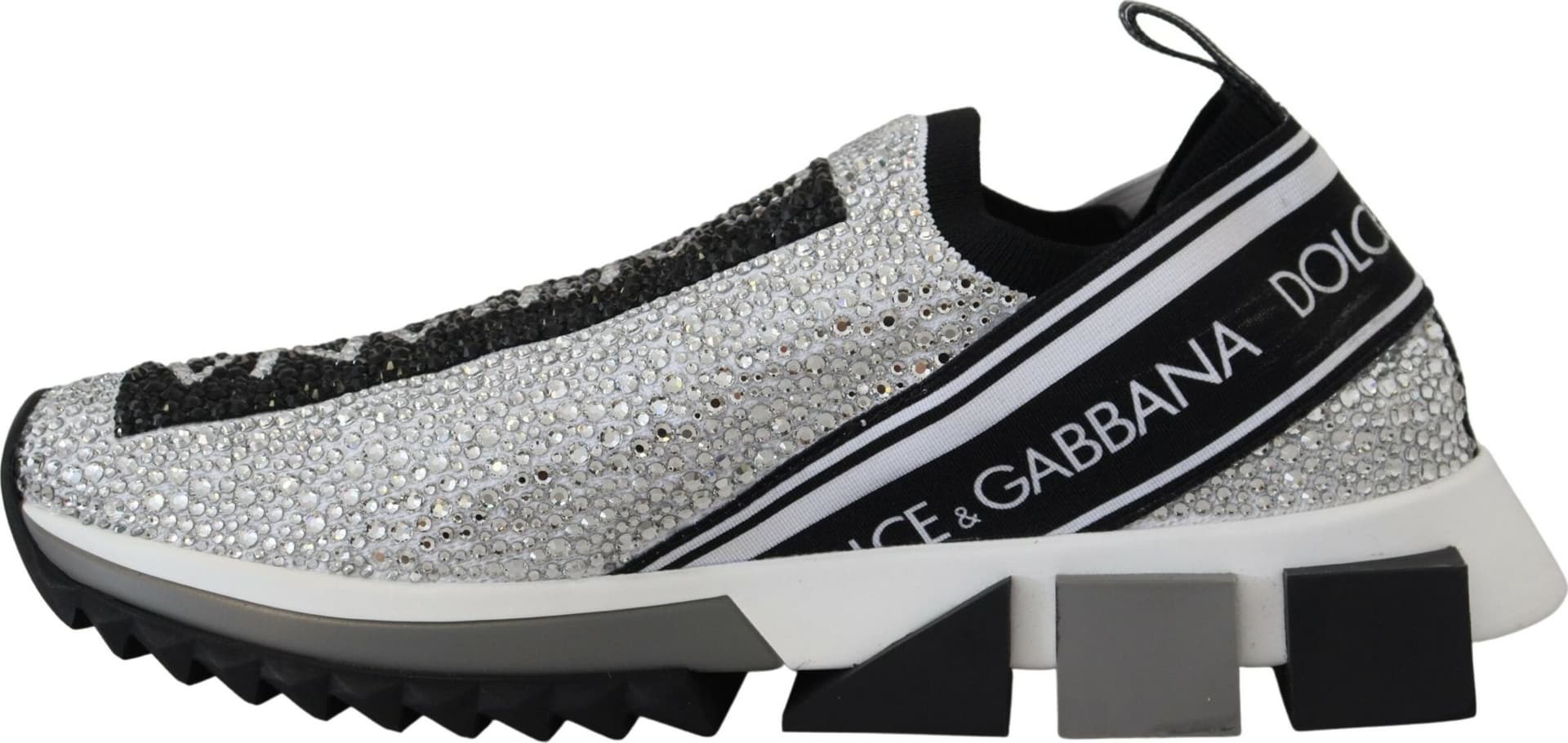 Dolce & Gabbana Silver Rhinestones Sorrento Sneakers Shoes - 4