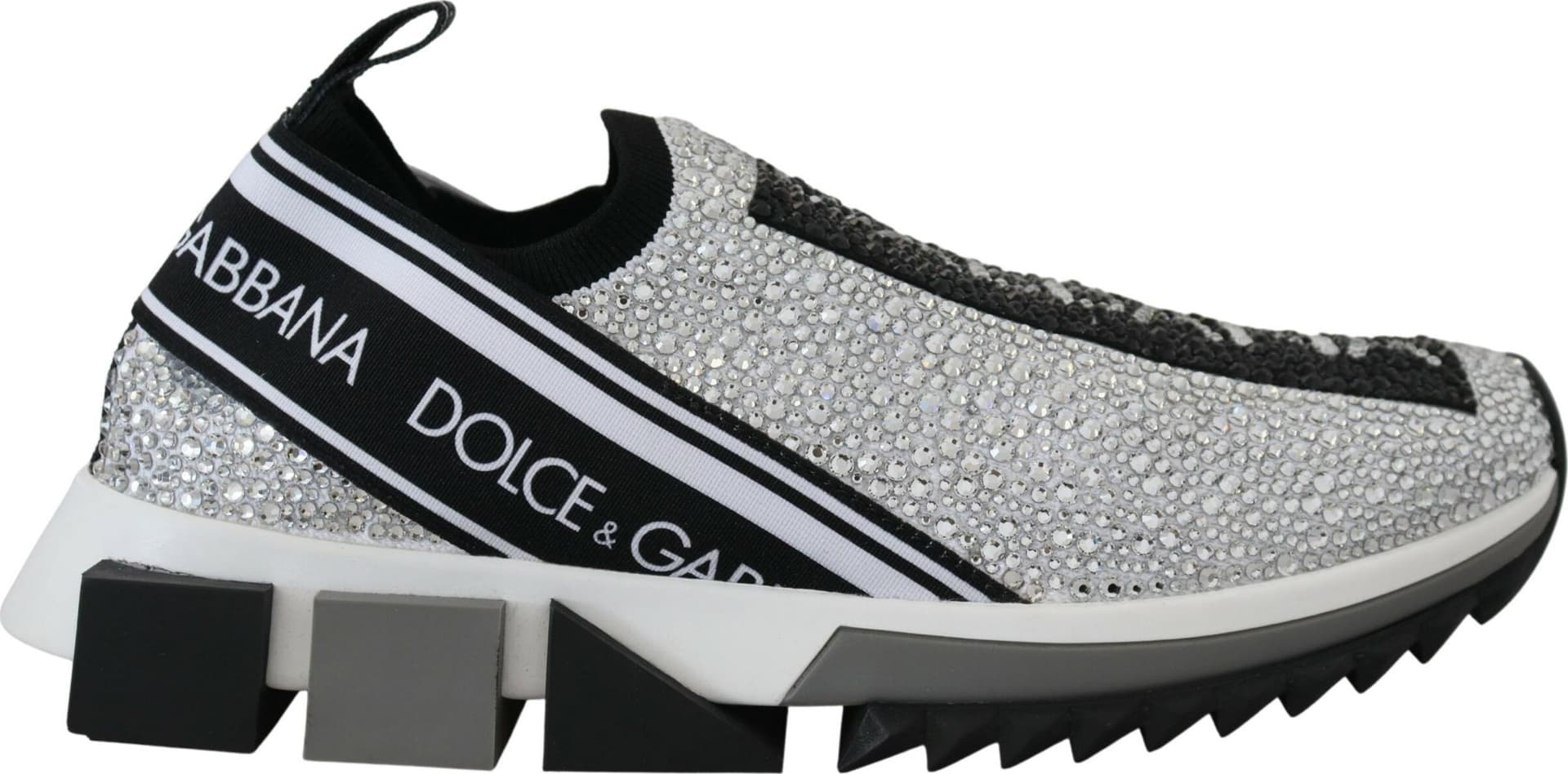 Dolce & Gabbana Silver Rhinestones Sorrento Sneakers Shoes - 5