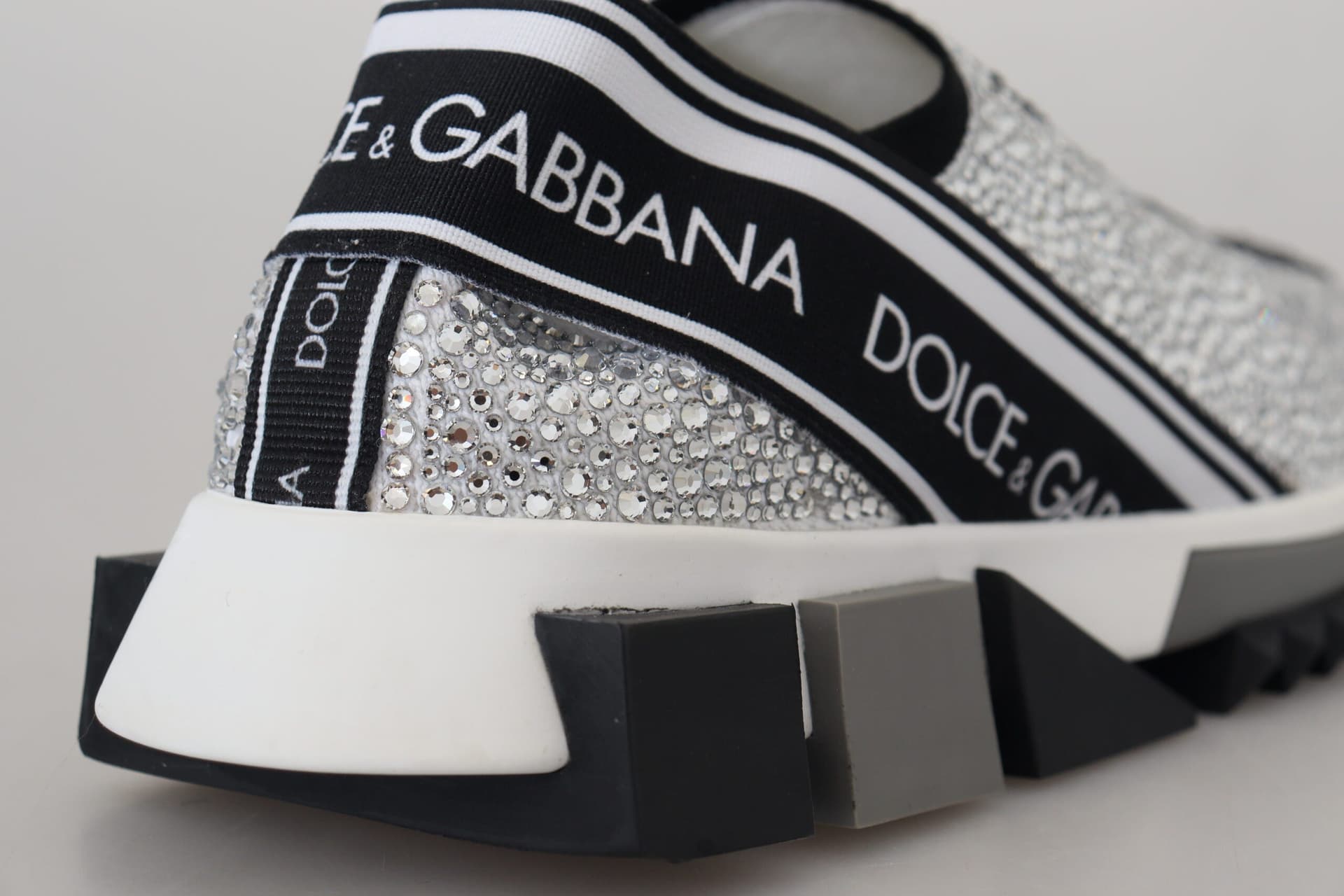 Dolce & Gabbana Silver Rhinestones Sorrento Sneakers Shoes - 7