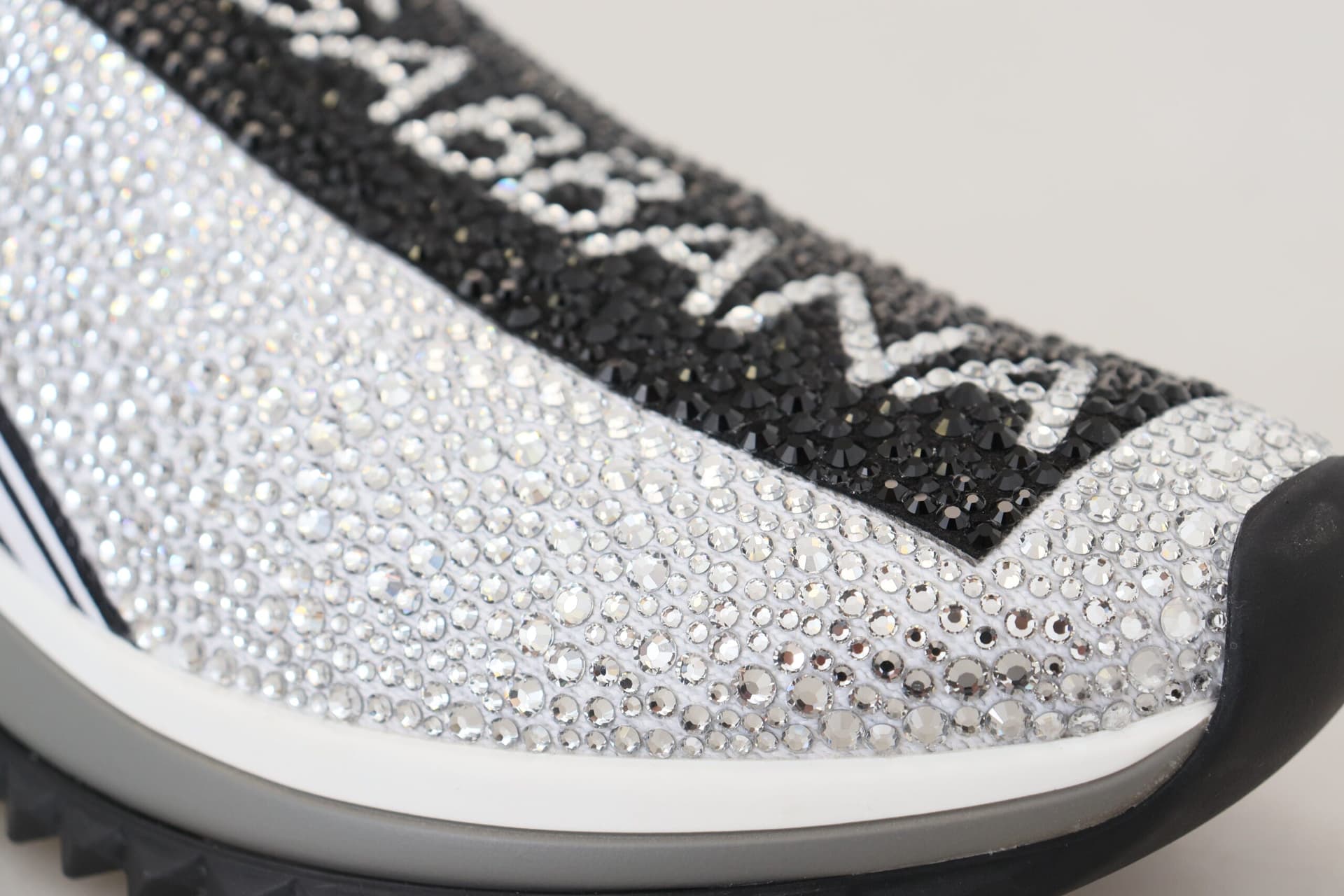 Dolce & Gabbana Silver Rhinestones Sorrento Sneakers Shoes - 8