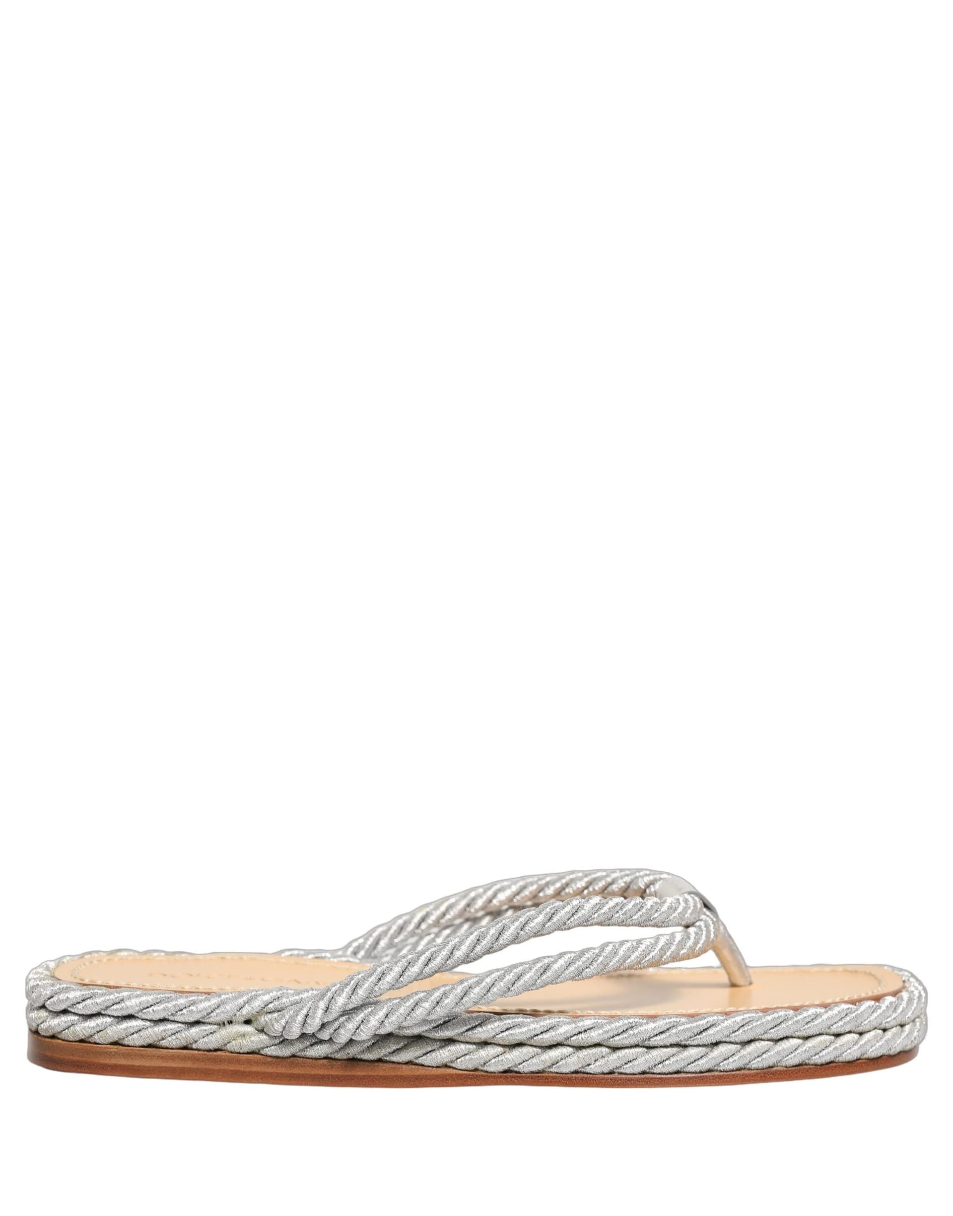 Dolce & Gabbana Silver Rope Slides Sandals Flip Flops Shoes - 7