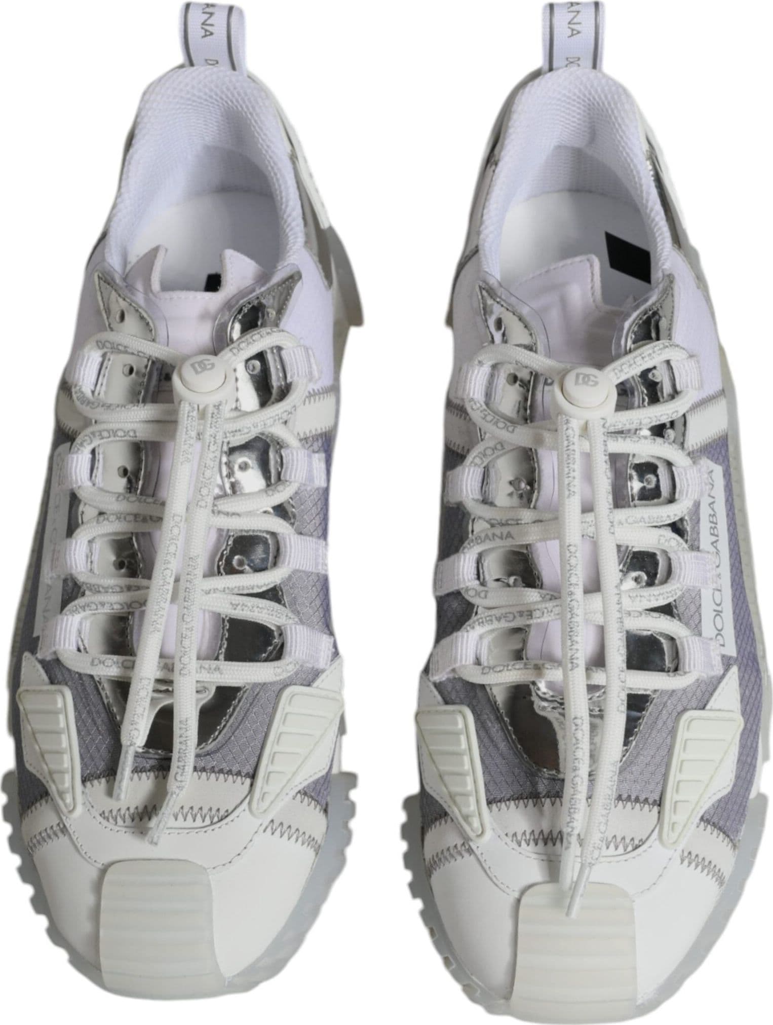Dolce & Gabbana White Silver Low Top NS1 Sneakers Shoes - 2