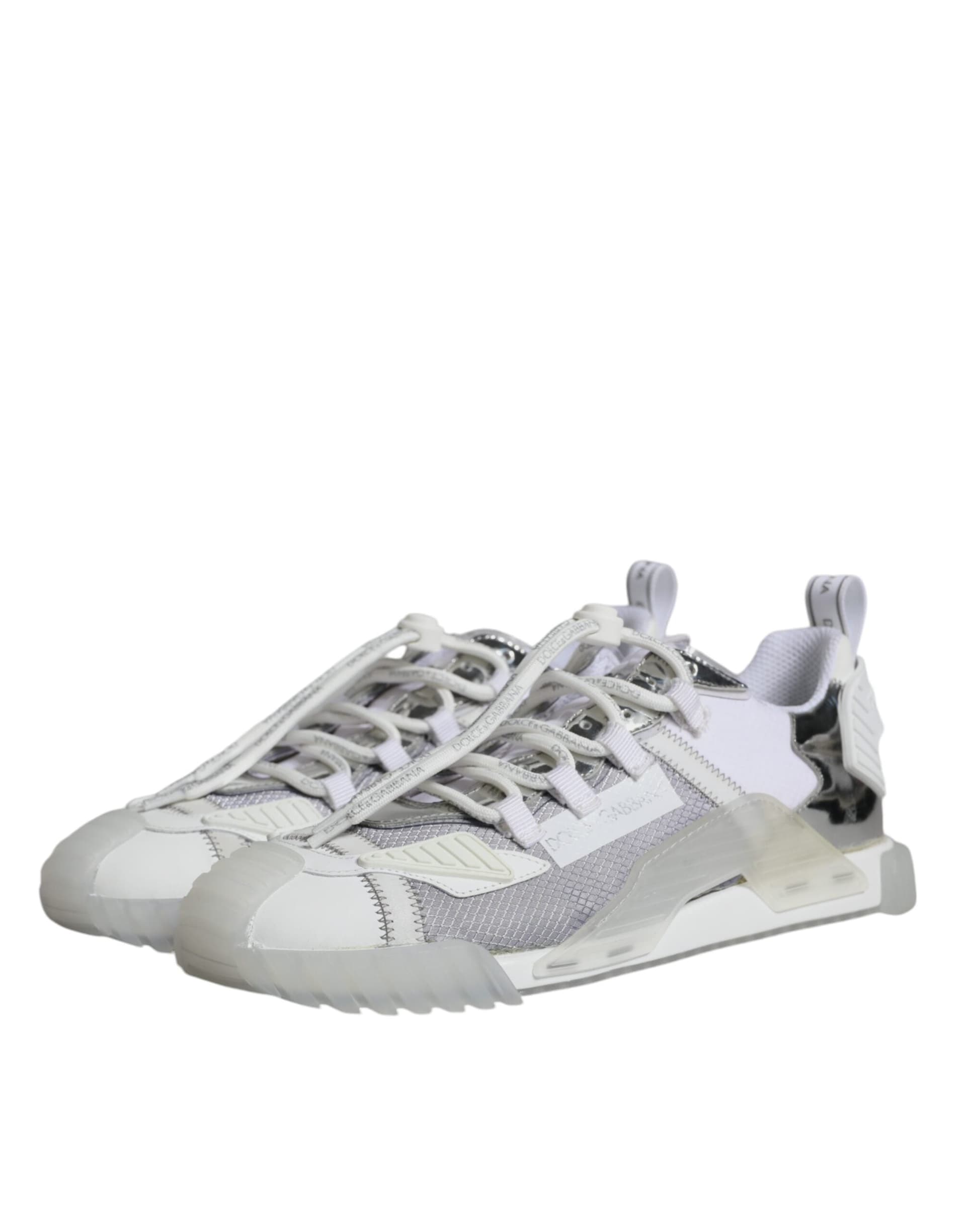 Dolce & Gabbana White Silver Low Top NS1 Sneakers Shoes - 3