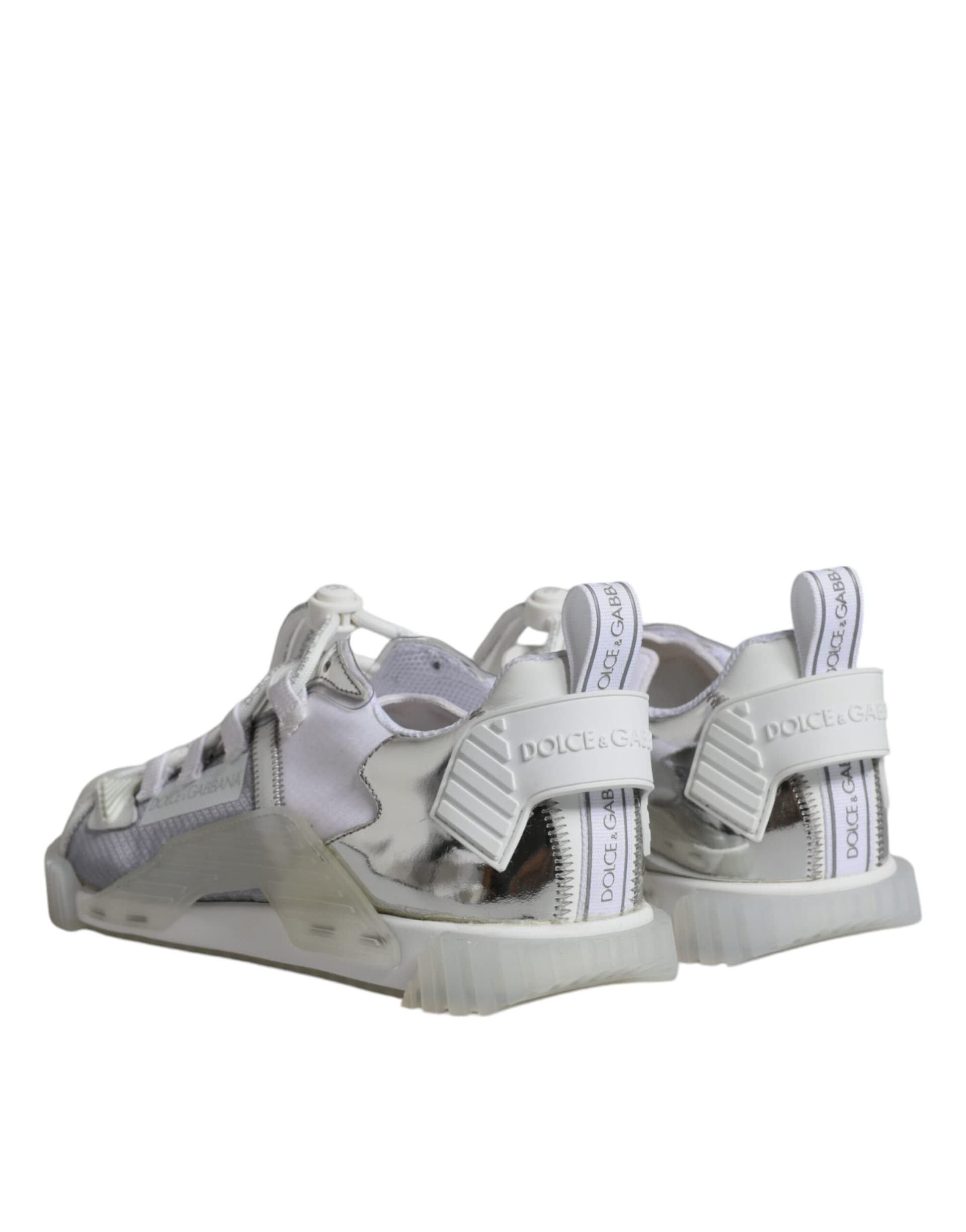 Dolce & Gabbana White Silver Low Top NS1 Sneakers Shoes - 4