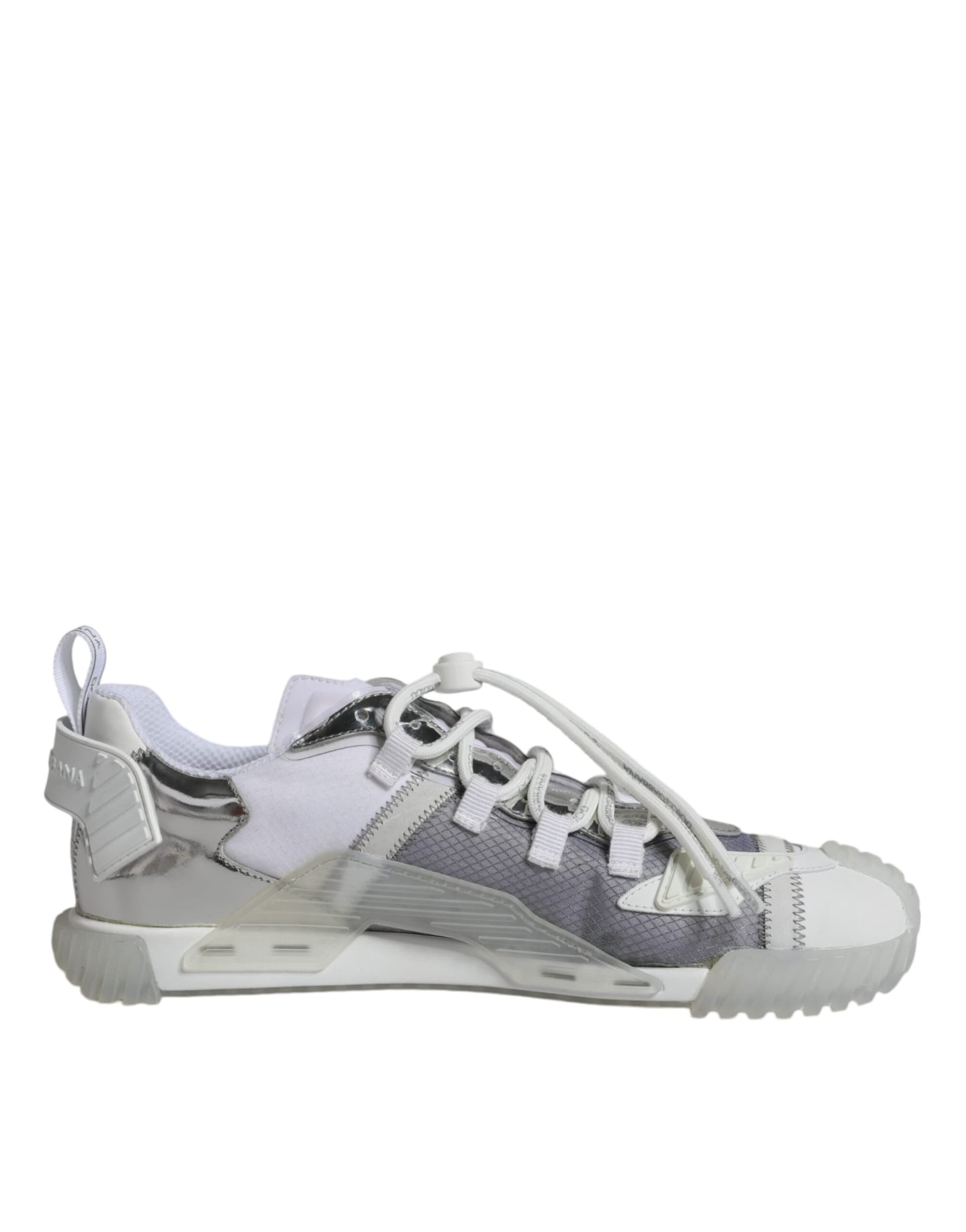Dolce & Gabbana White Silver Low Top NS1 Sneakers Shoes - 6