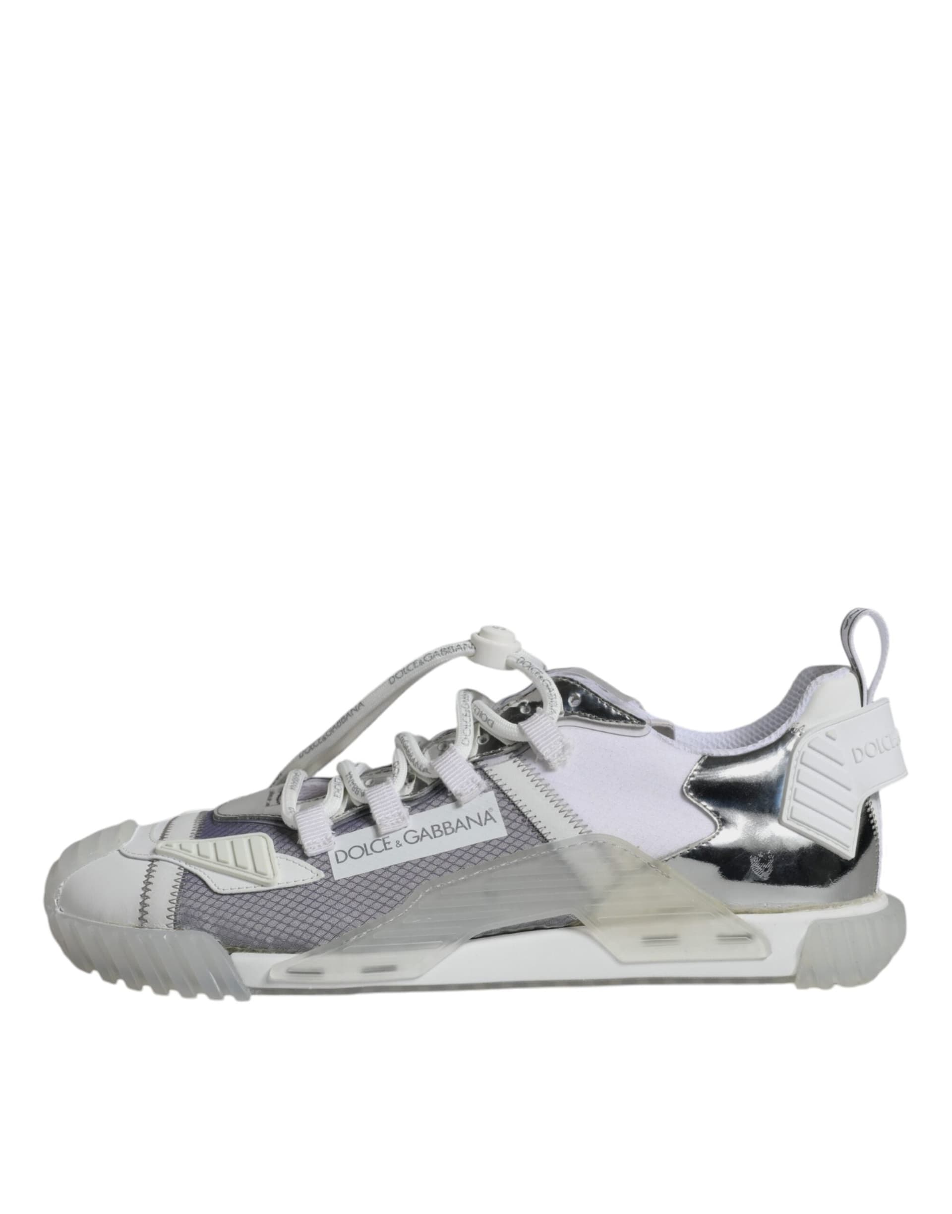 Dolce & Gabbana White Silver Low Top NS1 Sneakers Shoes - 7