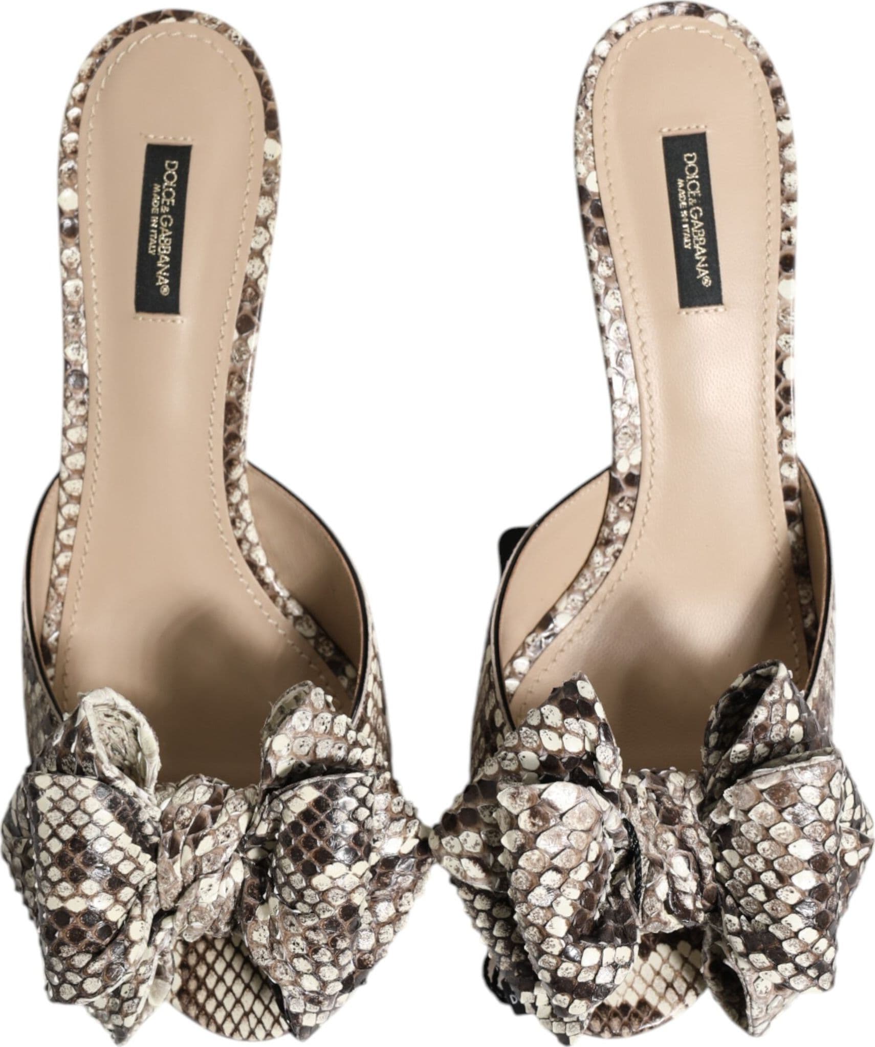 Dolce & Gabbana Multicolor Keira Bow Leather Peep Toe Mules Shoes - 2