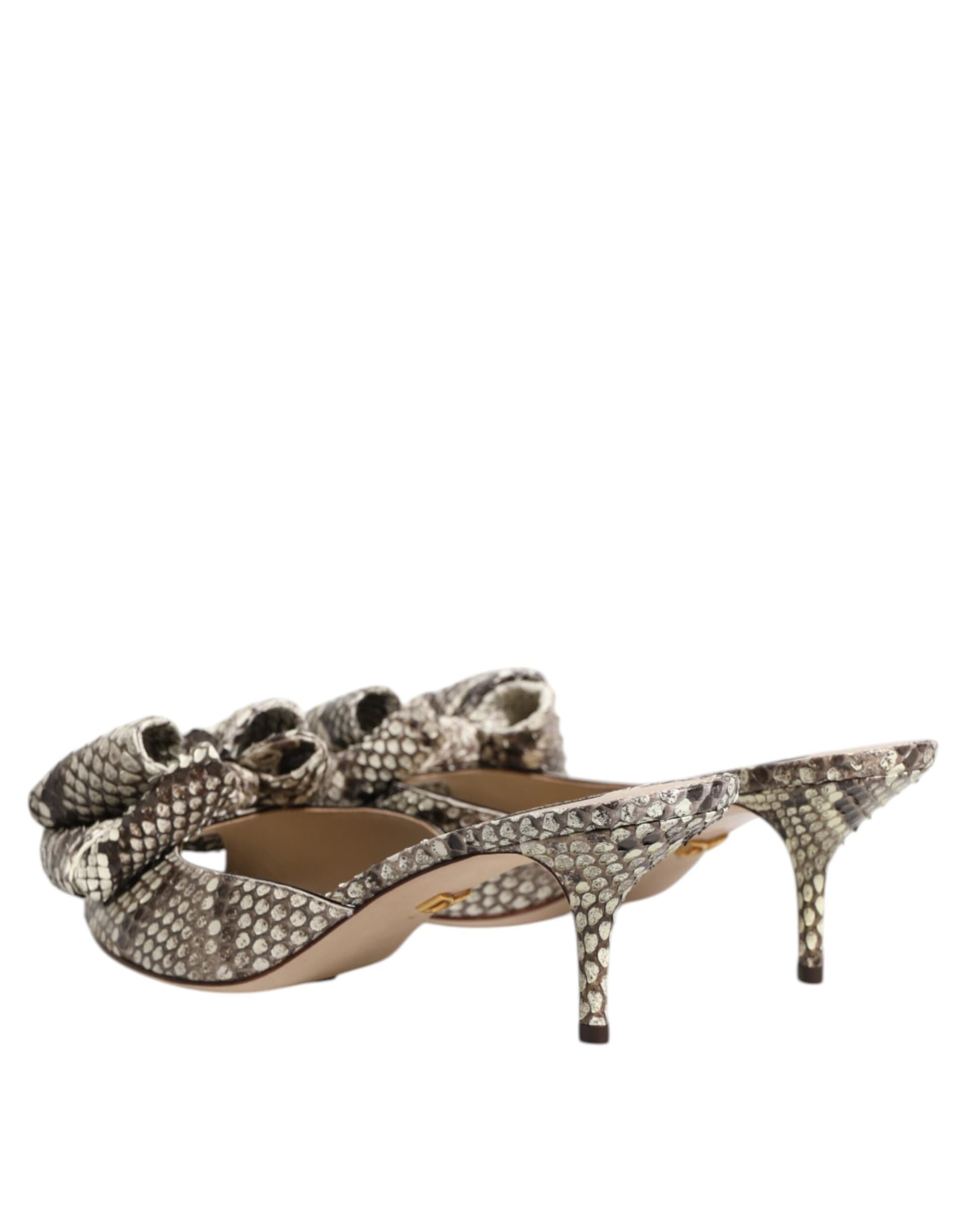 Dolce & Gabbana Multicolor Keira Bow Leather Peep Toe Mules Shoes - 4