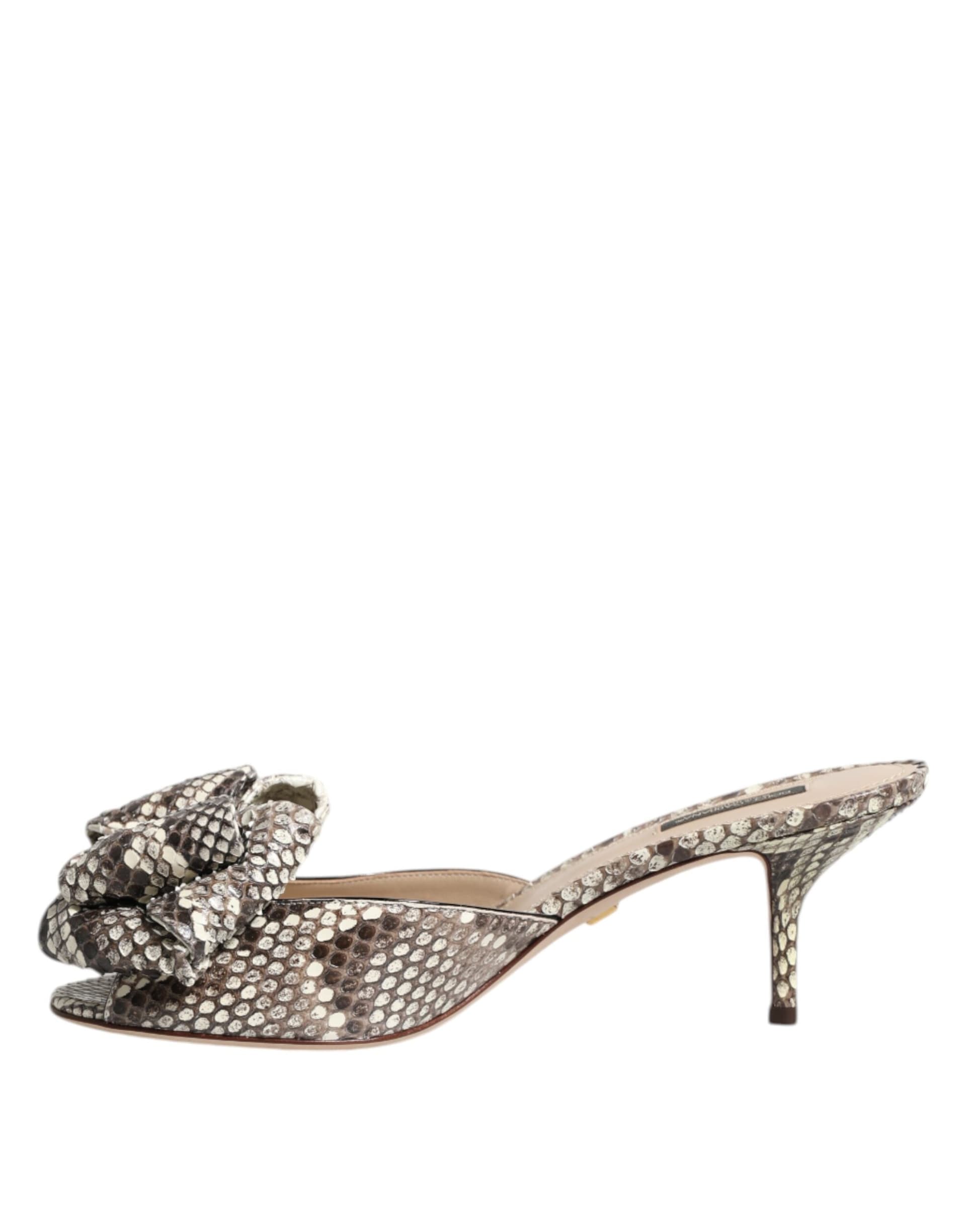 Dolce & Gabbana Multicolor Keira Bow Leather Peep Toe Mules Shoes - 5
