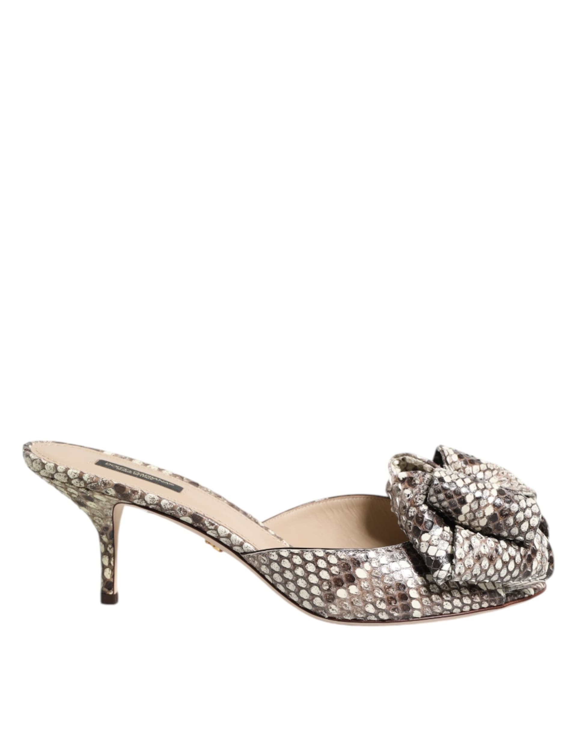 Dolce & Gabbana Multicolor Keira Bow Leather Peep Toe Mules Shoes - 6