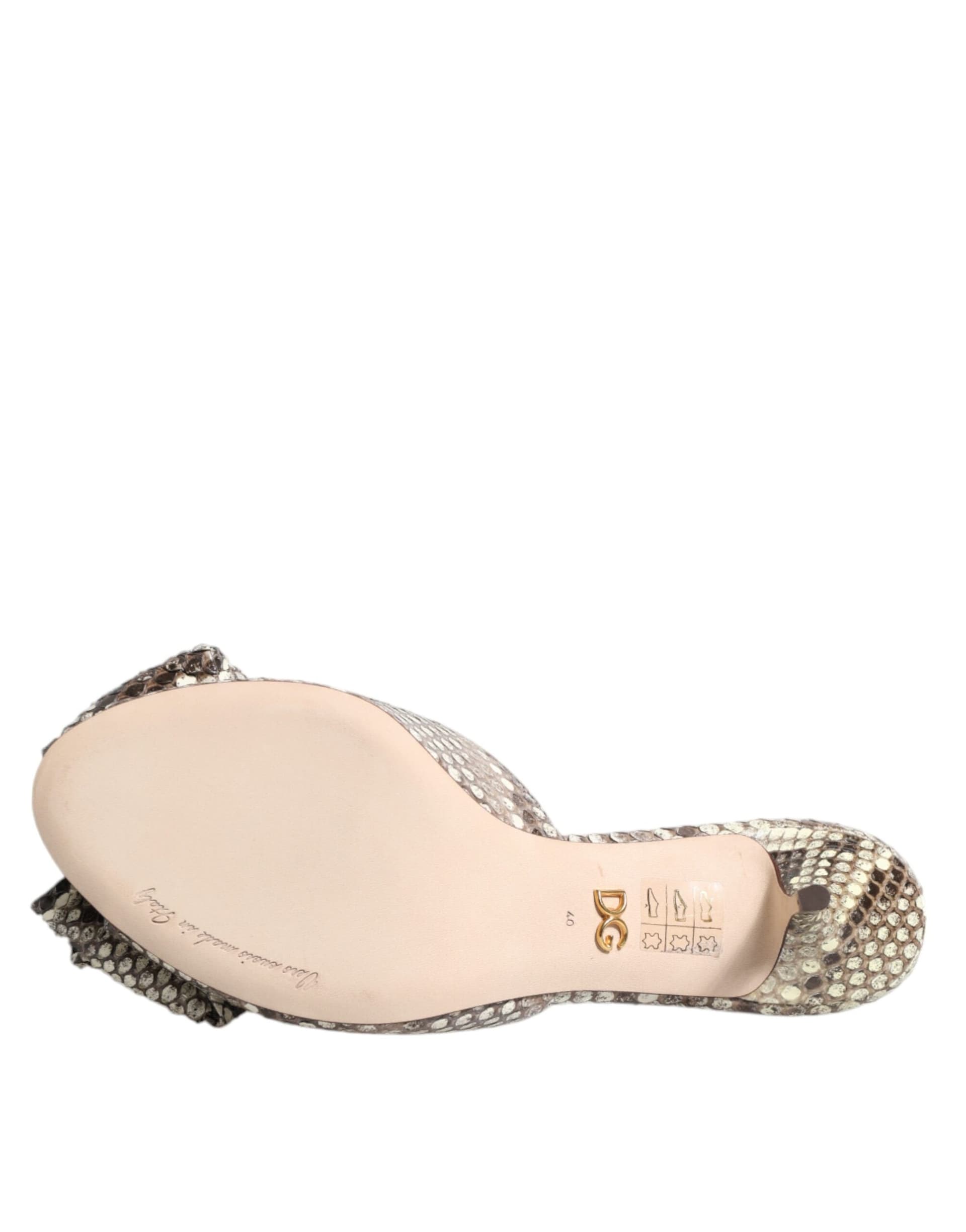 Dolce & Gabbana Multicolor Keira Bow Leather Peep Toe Mules Shoes - 8