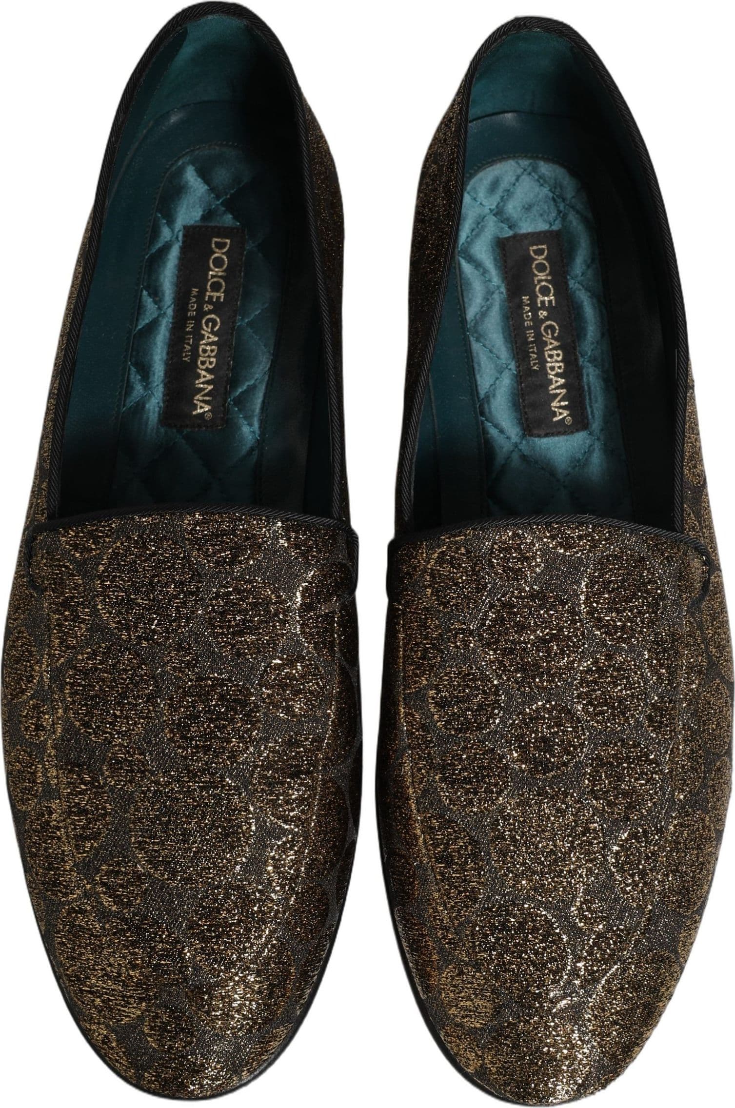 Dolce & Gabbana Gold Lurex Glitter Men Slip On Loafers Shoes - 3