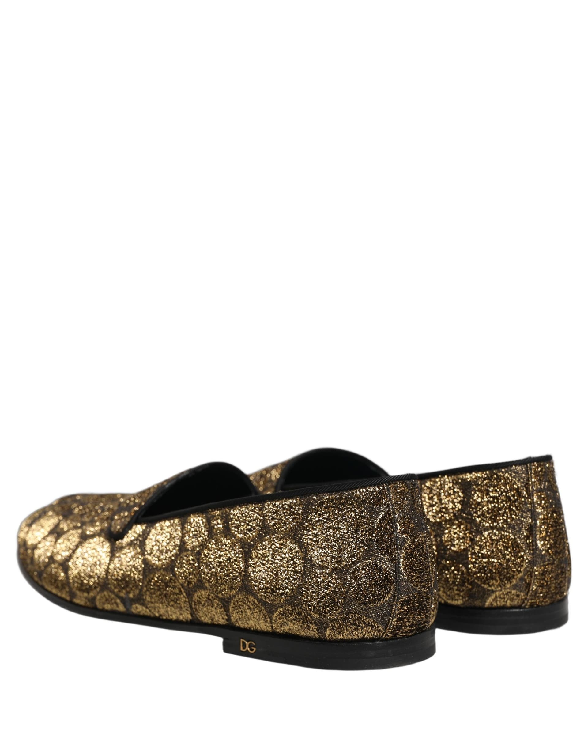 Dolce & Gabbana Gold Lurex Glitter Men Slip On Loafers Shoes - 5