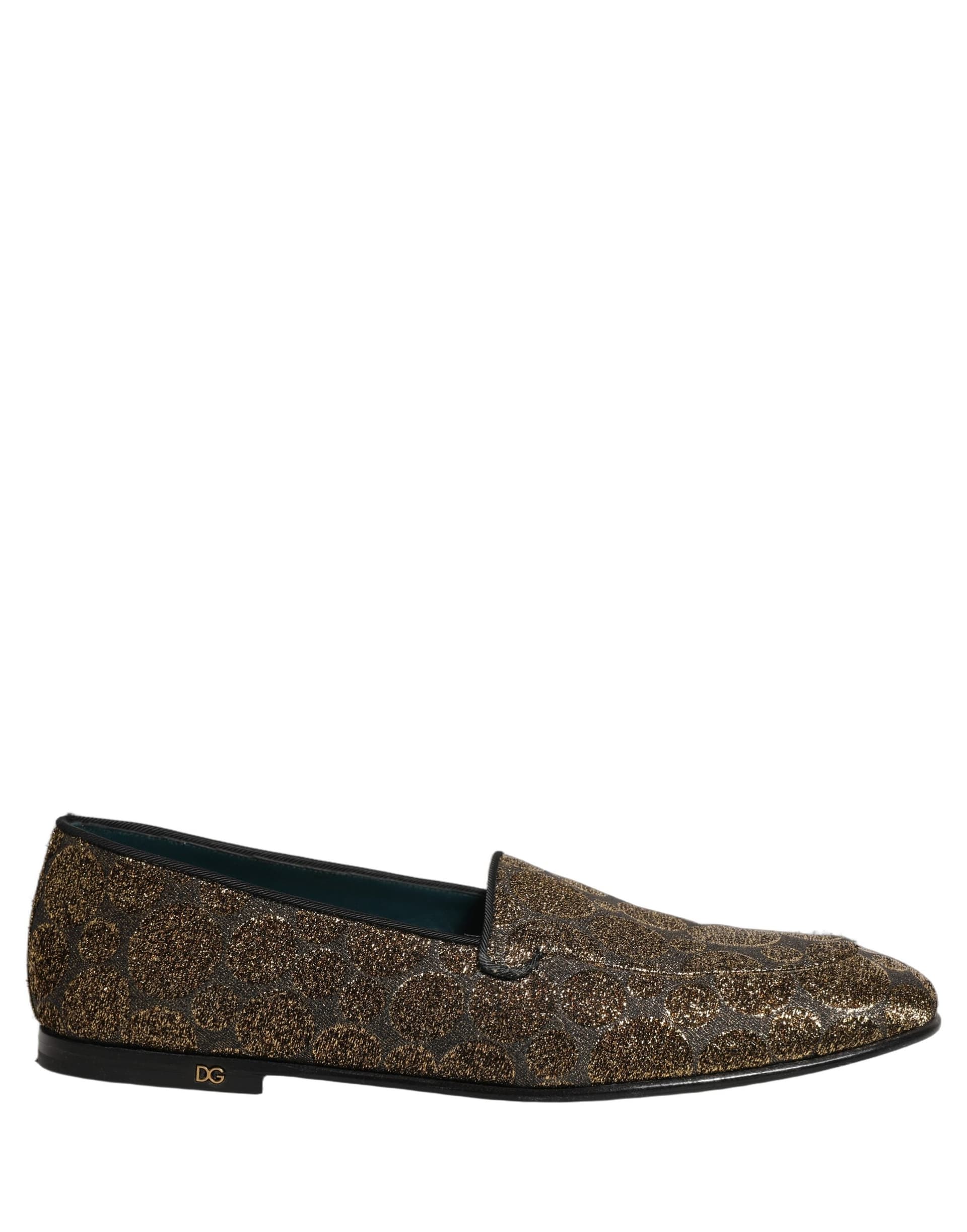 Dolce & Gabbana Gold Lurex Glitter Men Slip On Loafers Shoes - 8