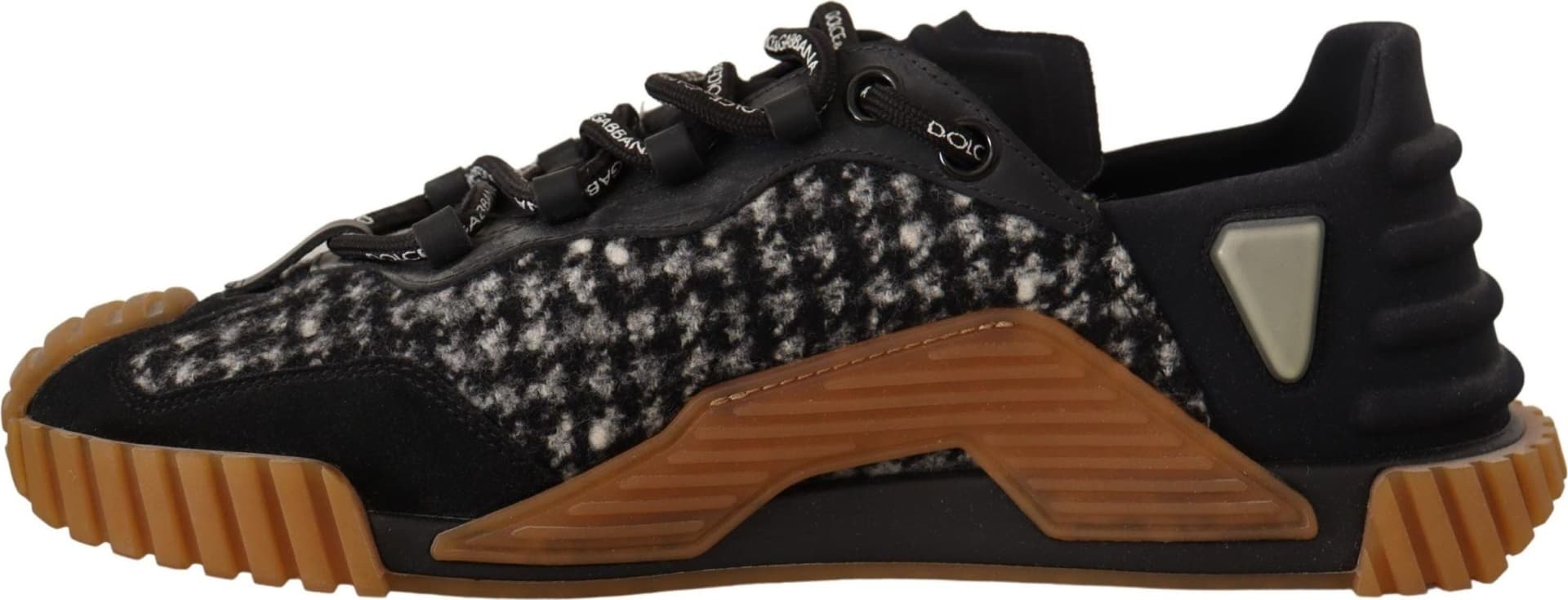 Dolce & Gabbana Black White Fabric Lace Up NS1 Sneakers - 3