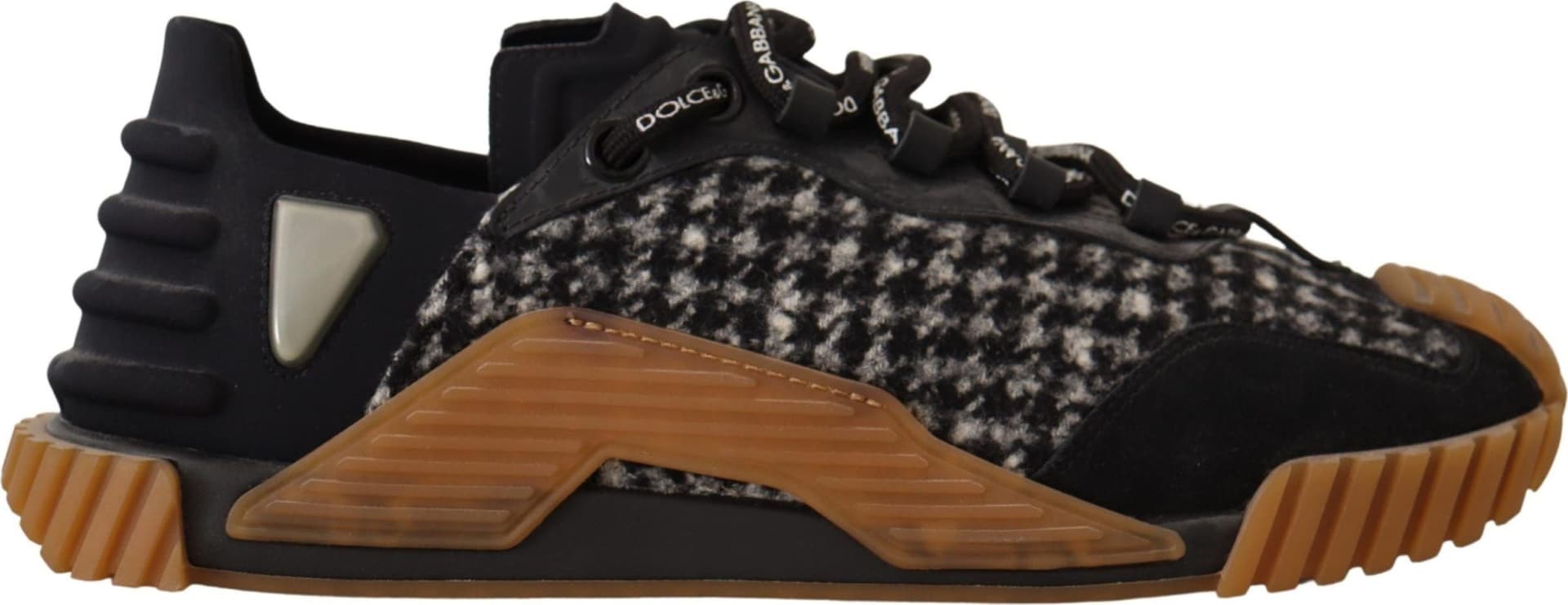 Dolce & Gabbana Black White Fabric Lace Up NS1 Sneakers - 4