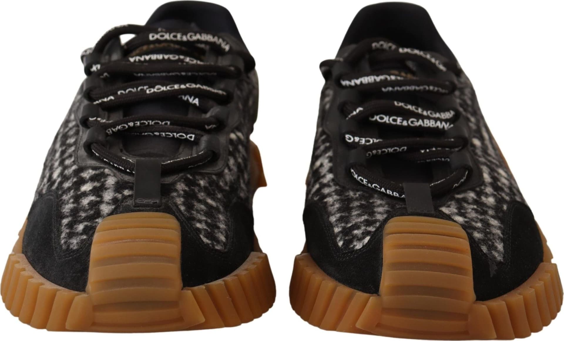 Dolce & Gabbana Black White Fabric Lace Up NS1 Sneakers - 6