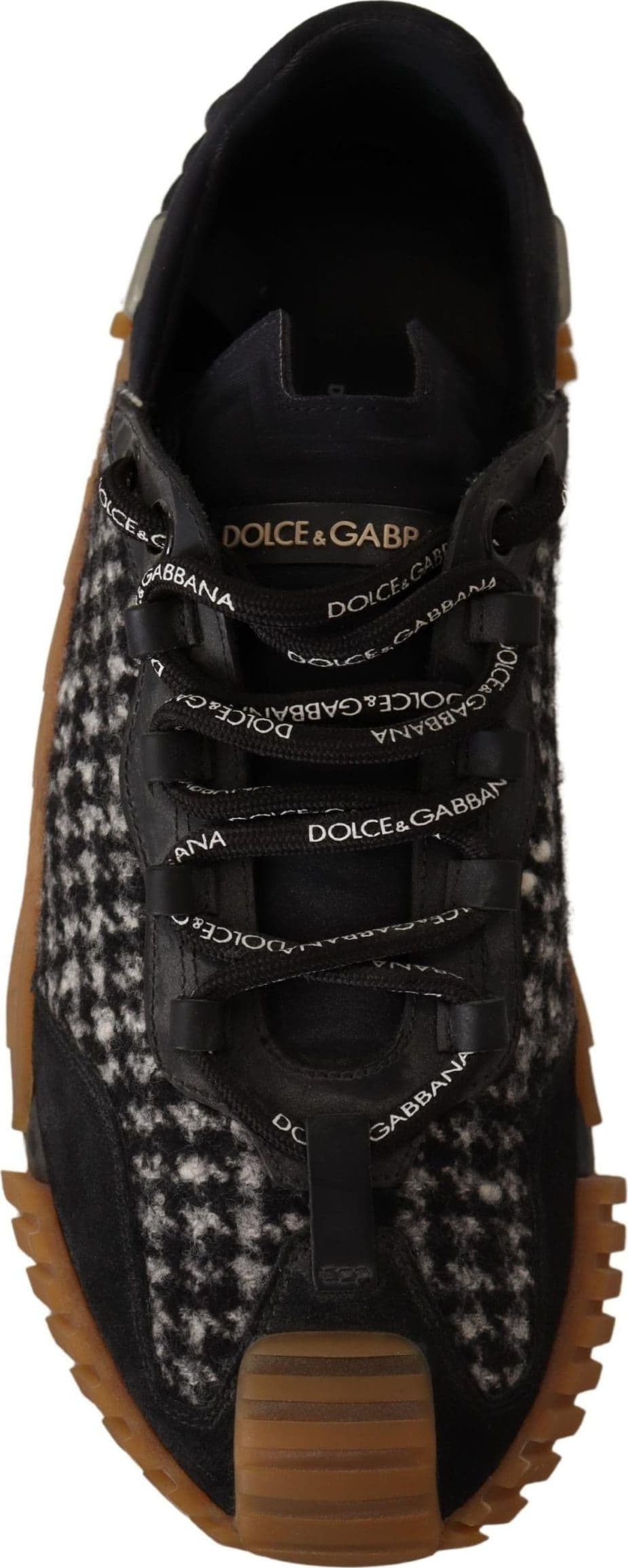 Dolce & Gabbana Black White Fabric Lace Up NS1 Sneakers - 7
