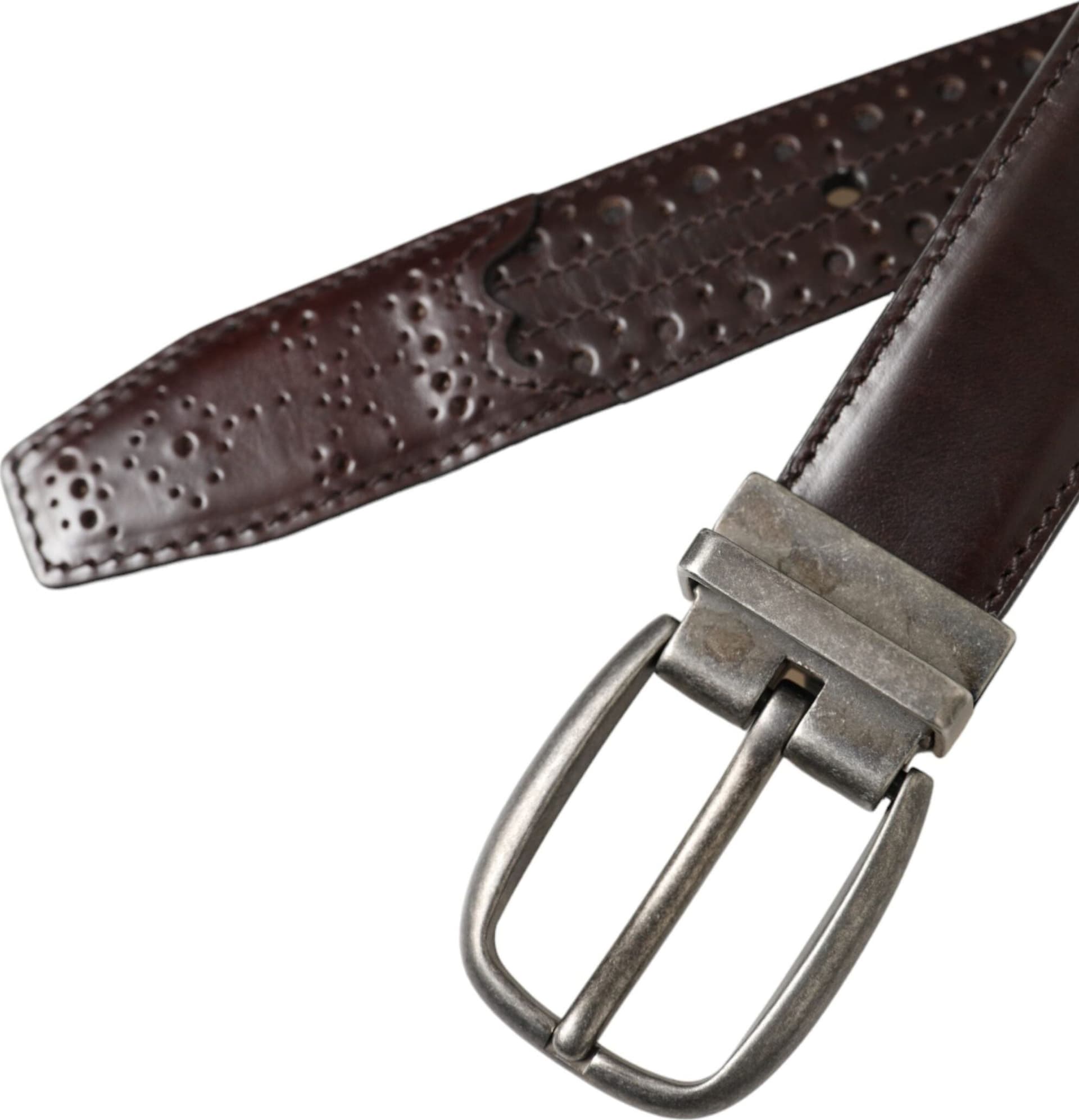 Dolce & Gabbana Dark Brown Perforated Leather Metal Buckle Belt Men - 6
