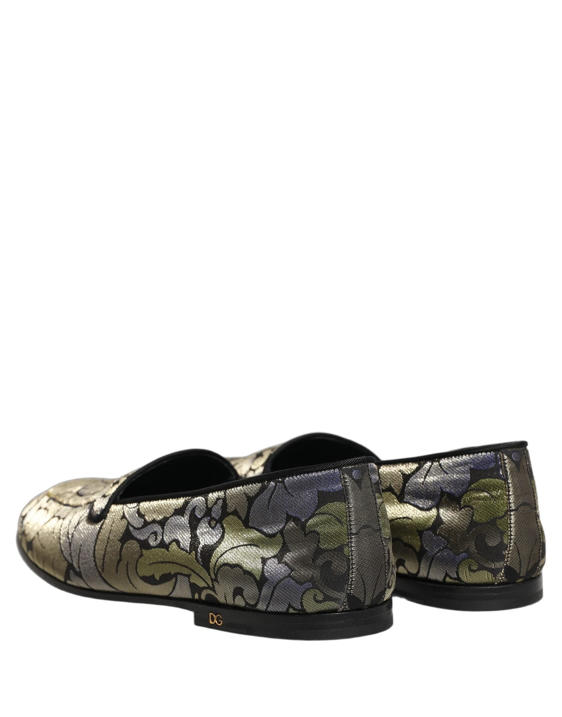 Dolce & Gabbana Multicolor Floral Jacquard Men Loafers Shoes - 5